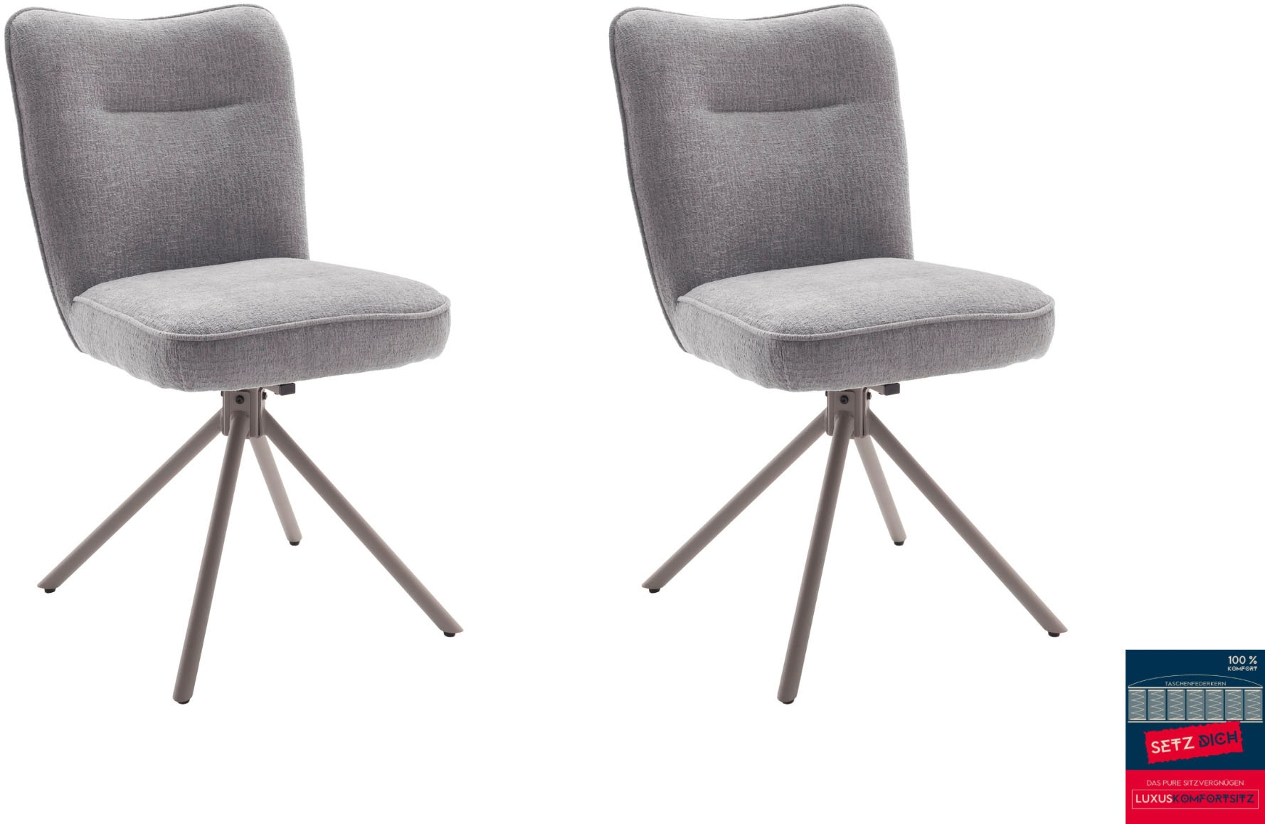 MCA furniture 4-Fußstuhl (Set) 2 Stk.180° drehbar, Taschenfederkern