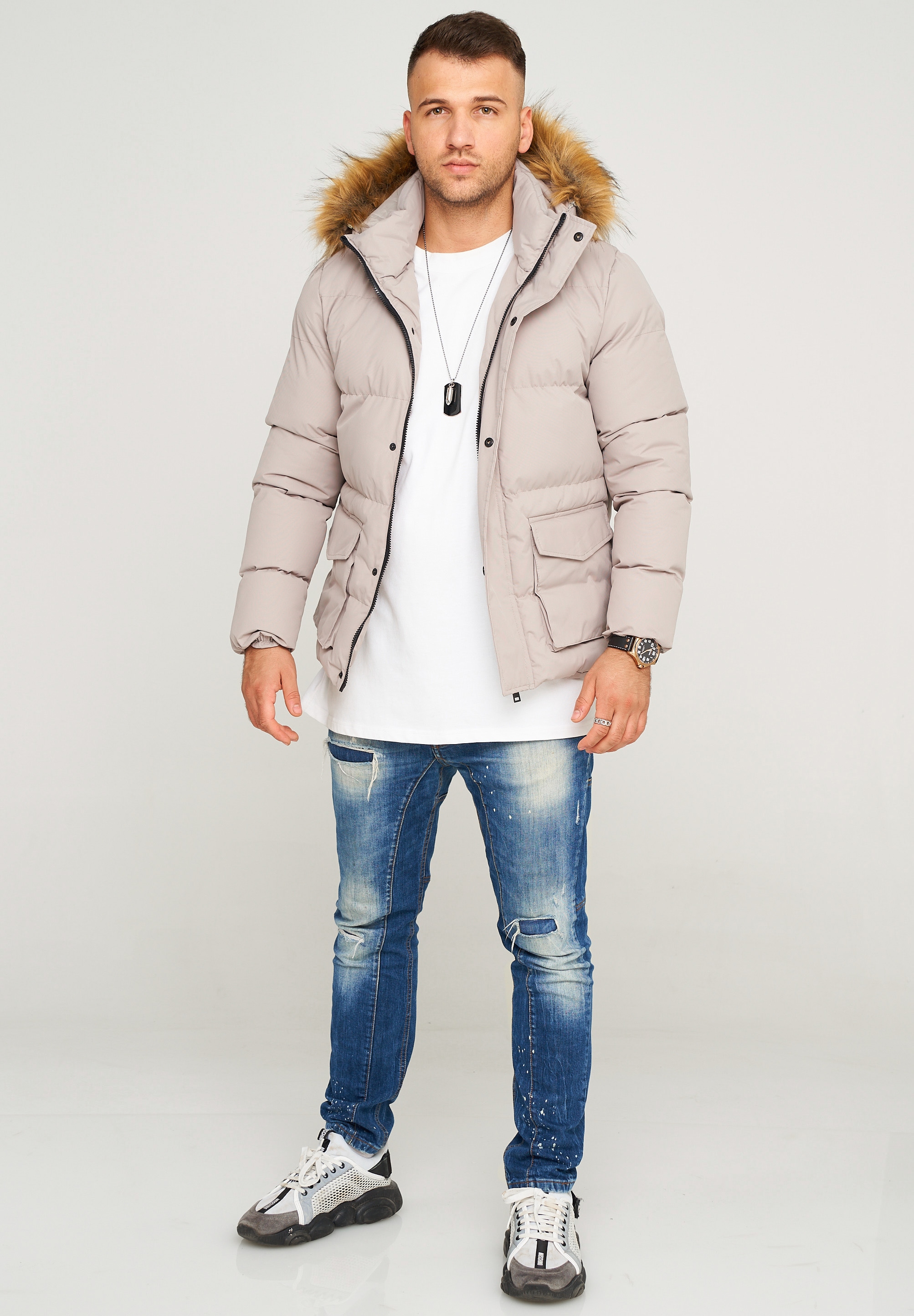 behype Steppjacke »BHADLYR«, mit abtrennbarer Kunstfellkapuze ▷ für | BAUR