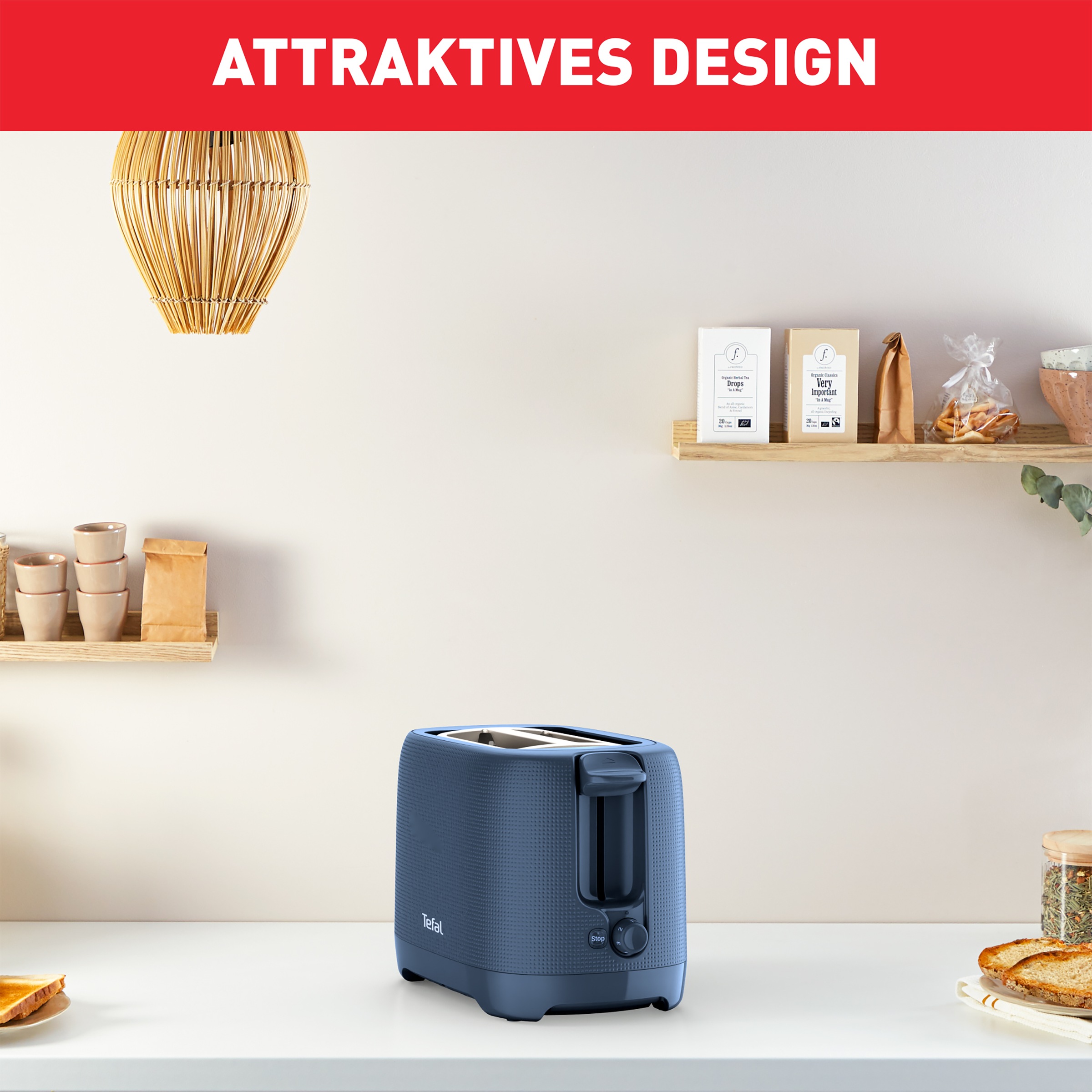 Tefal Toaster »TT2M14 Morning«, 2 kurze Schlitze, 850 W, mit Brötchenaufsatz, 7 Bräunungsstufen, elegantes Design