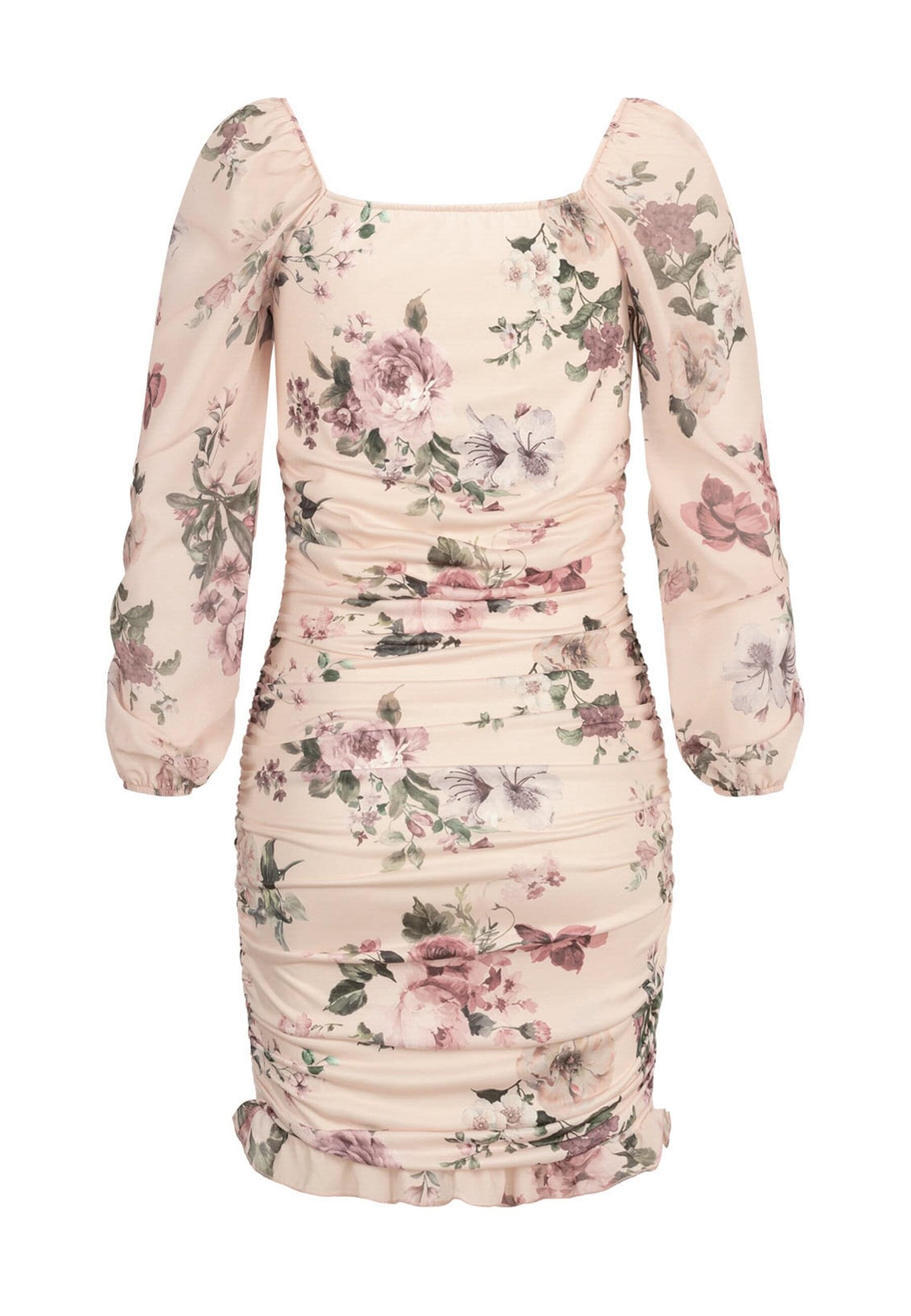 CLOUD 5IVE Shirtkleid »CLOUD 5IVE Rüschen Kleid mit Blumenprint & Raffung« 1 Stk. tlg.