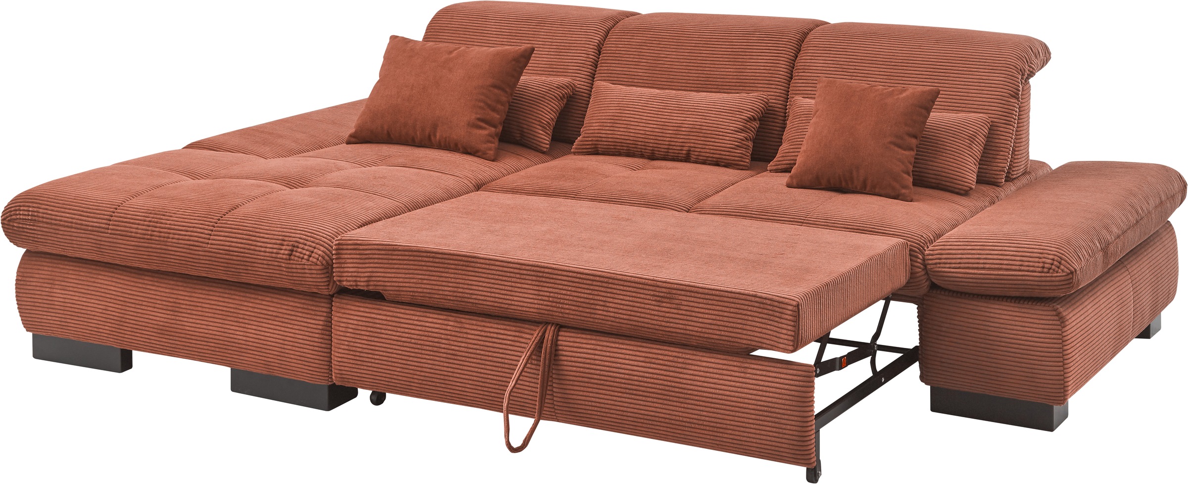 set one by Musterring Ecksofa »SO4100 V«, mit verstellbaren Kopfteilen, wahlweise mit Funktionen, Cord-Bezug