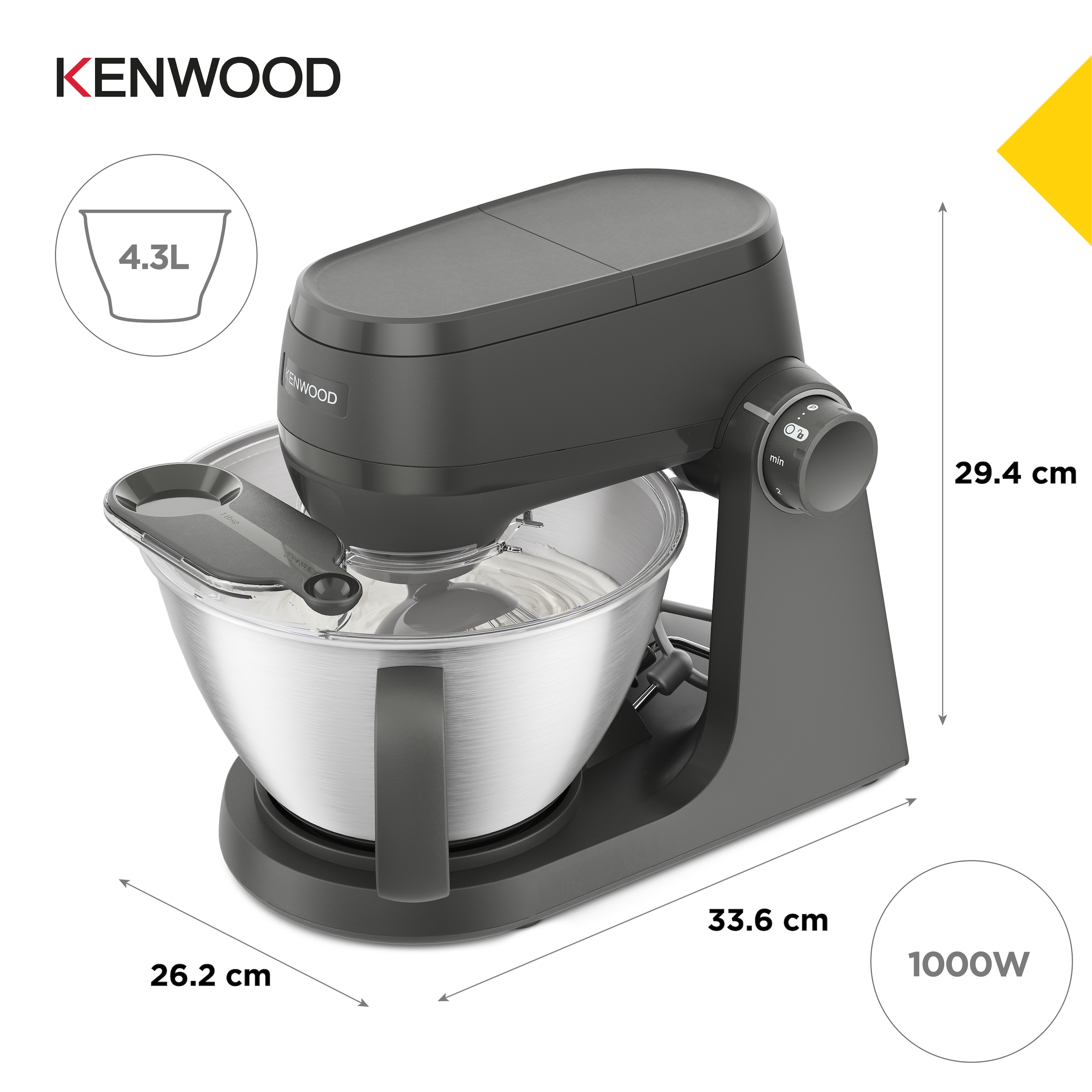 Kenwood Küchenmaschine »Multi Tasker KHC30.070GY« Inkl. 4,3L Schüssel, 3 Aufsätze, Spritzschutz, Zitruspresse
