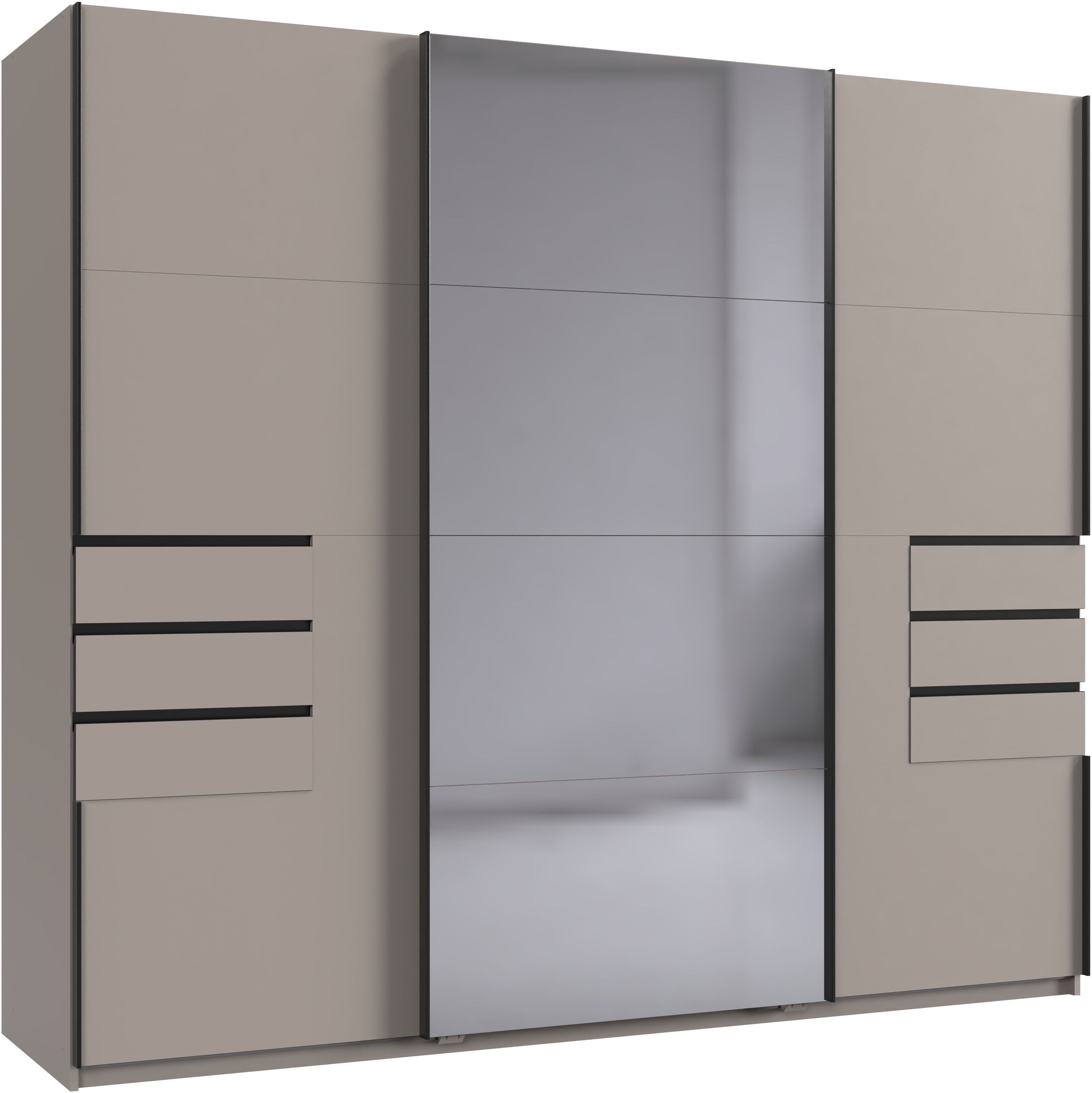Wimex Schwebetürenschrank "SAIGON in den Breiten 180cm & 225cm, Farbe: Saharagrau" inkl. Spiegel