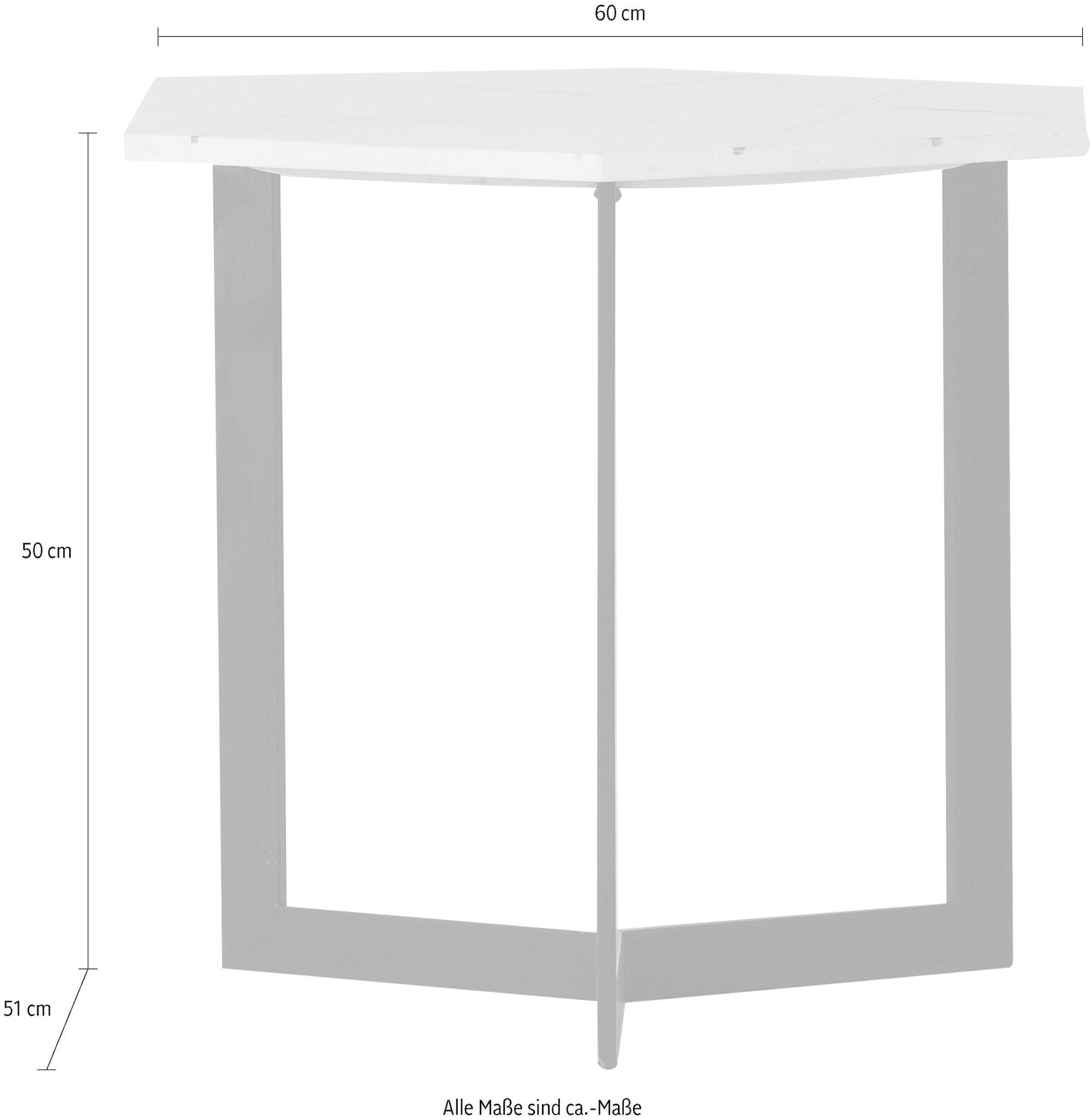 Leonique Beistelltisch »Menton«, mit Metall-Inlays in einer Marmorplatte