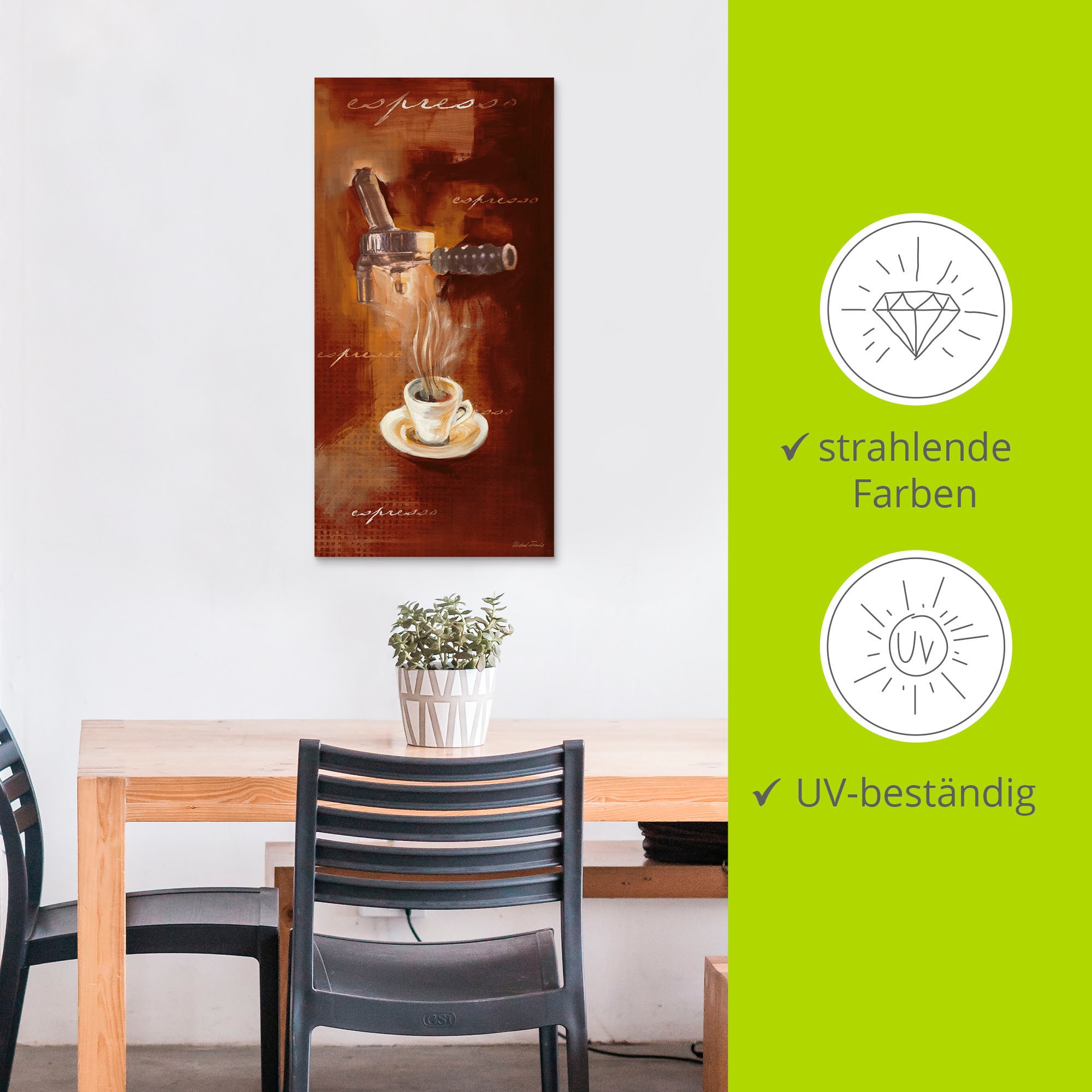 Artland Alu-Dibond-Druck »Espresso I« Getränke 1 Stk. tlg. für Innen- und Außenbereich geeignet, Outdoorbild