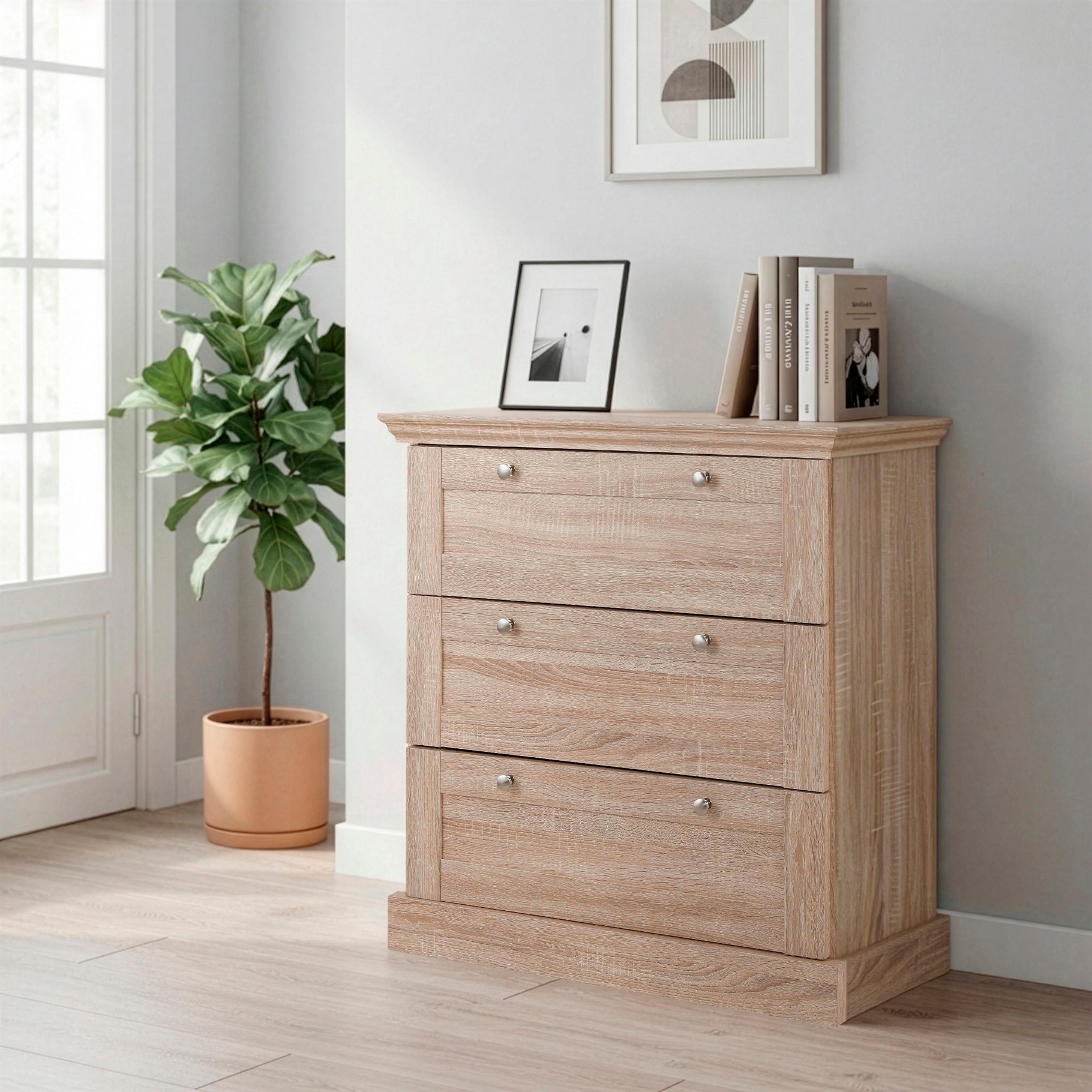 OTTO home Schubkastenkommode »Binz« mit schönen Metallgriffen, 3 Schubladen, Breite 75 cm