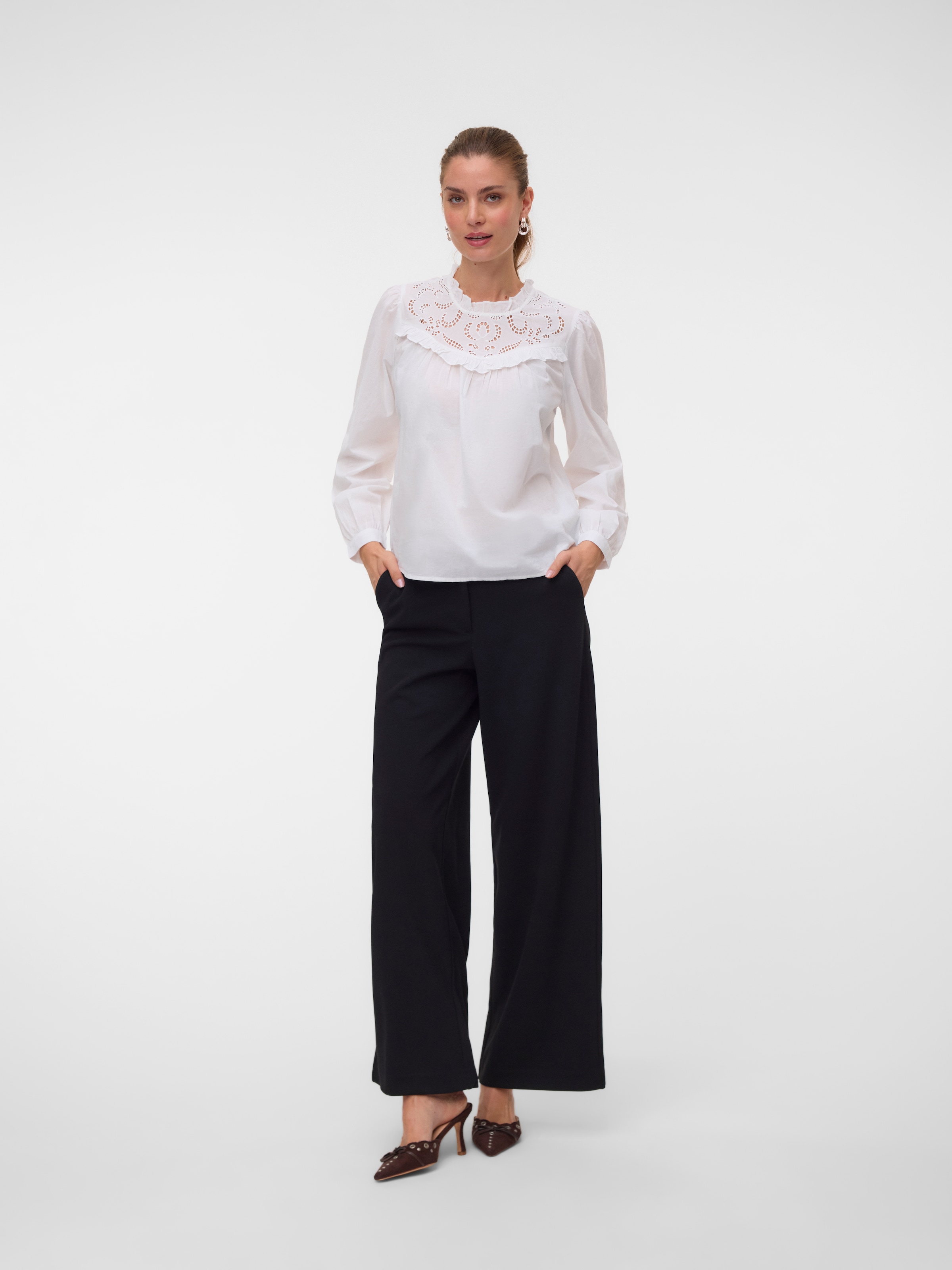 Vero Moda Anzughose »VMZAMIRA MW WIDE PANT NOOS«  Materialmix, wide fit, regular waist