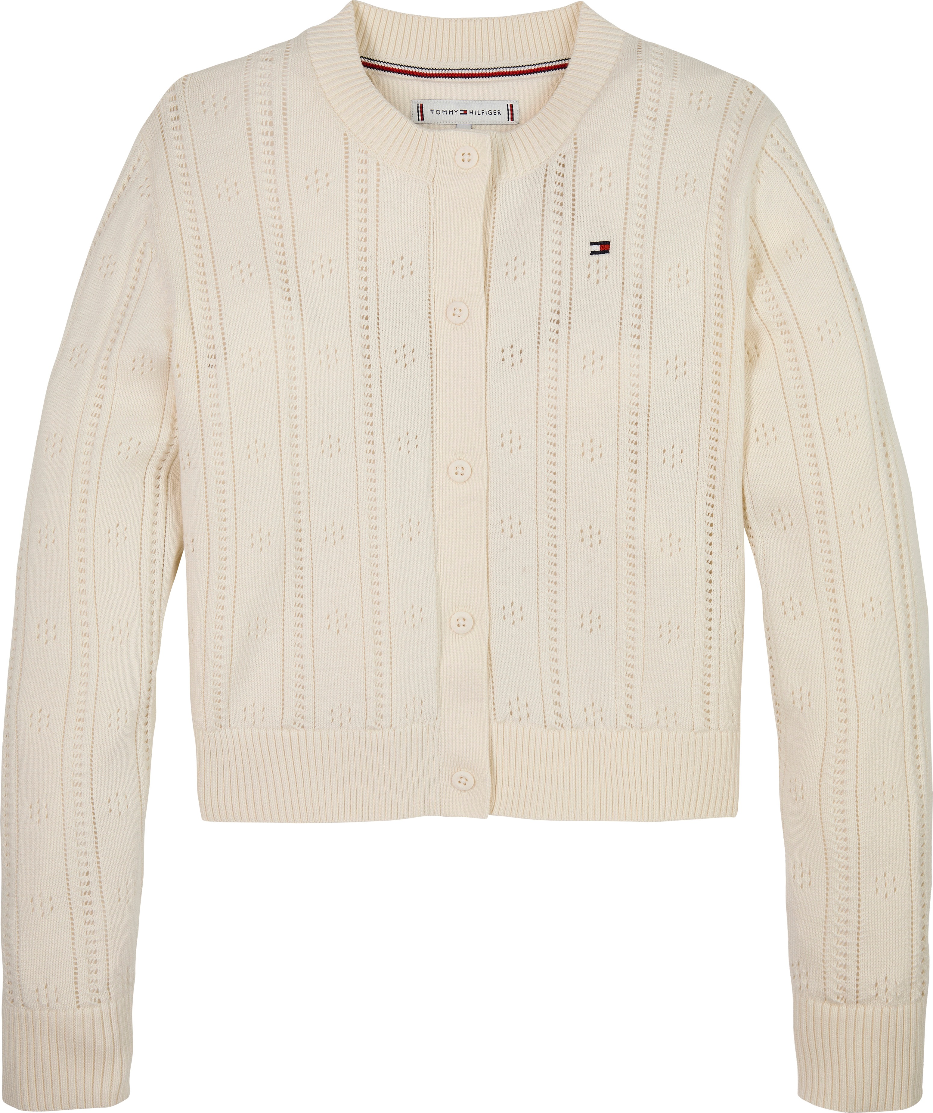 Thumbnail - Tommy Hilfiger Strickjacke "POINTELLE CARDIGAN LS" für Kinder bis 16 Jahre, mit süßem Muster