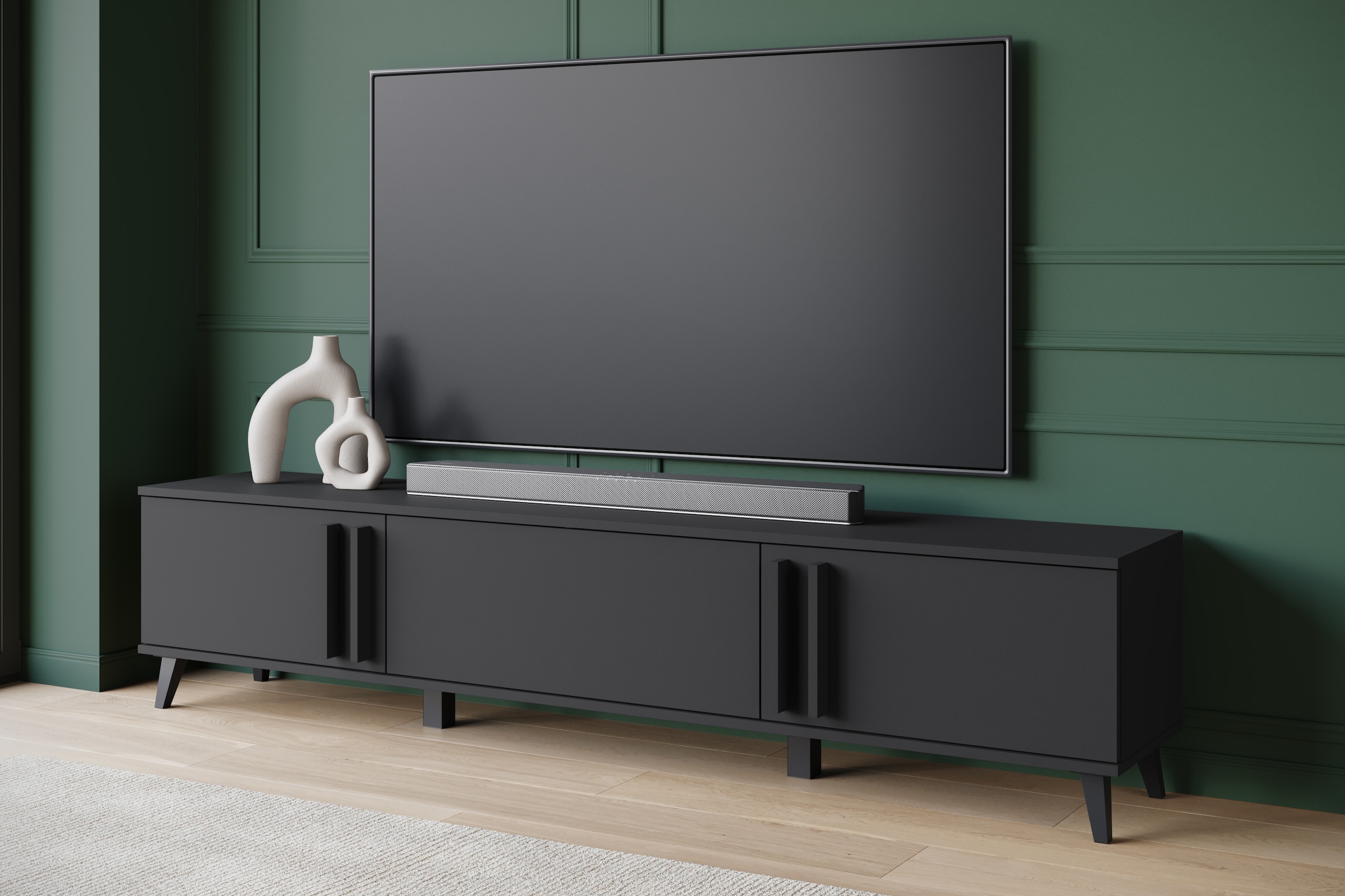 INOSIGN Lowboard »Helsinki, TV-Kommode Breite 180cm«, (1 St.), modernes Design, 3 Klapptüren