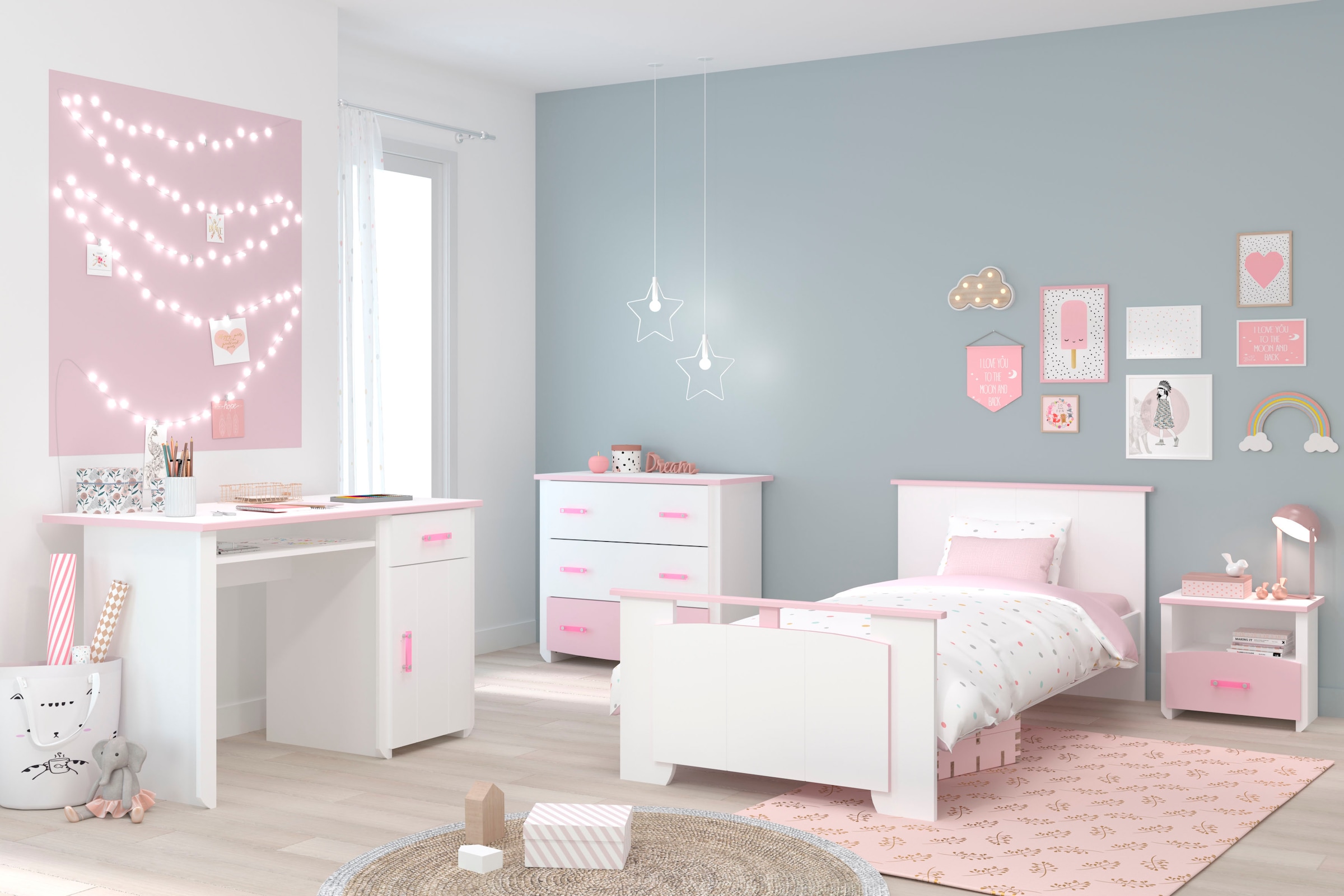 Parisot Jugendzimmer-Set "Biotiful" Bett, Nachttisch, Schubkastenkommode, S günstig online kaufen