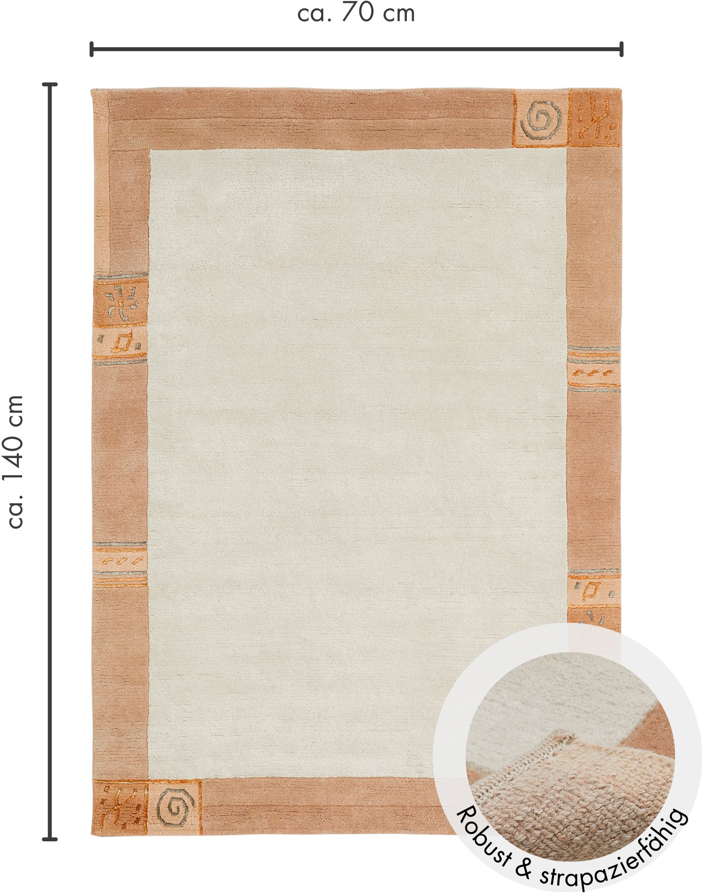 LUXOR living Wollteppich »India«, rechteckig, 20 mm Höhe, reine Wolle, handgeknüpft, mit Bordüre, auch als Läufer