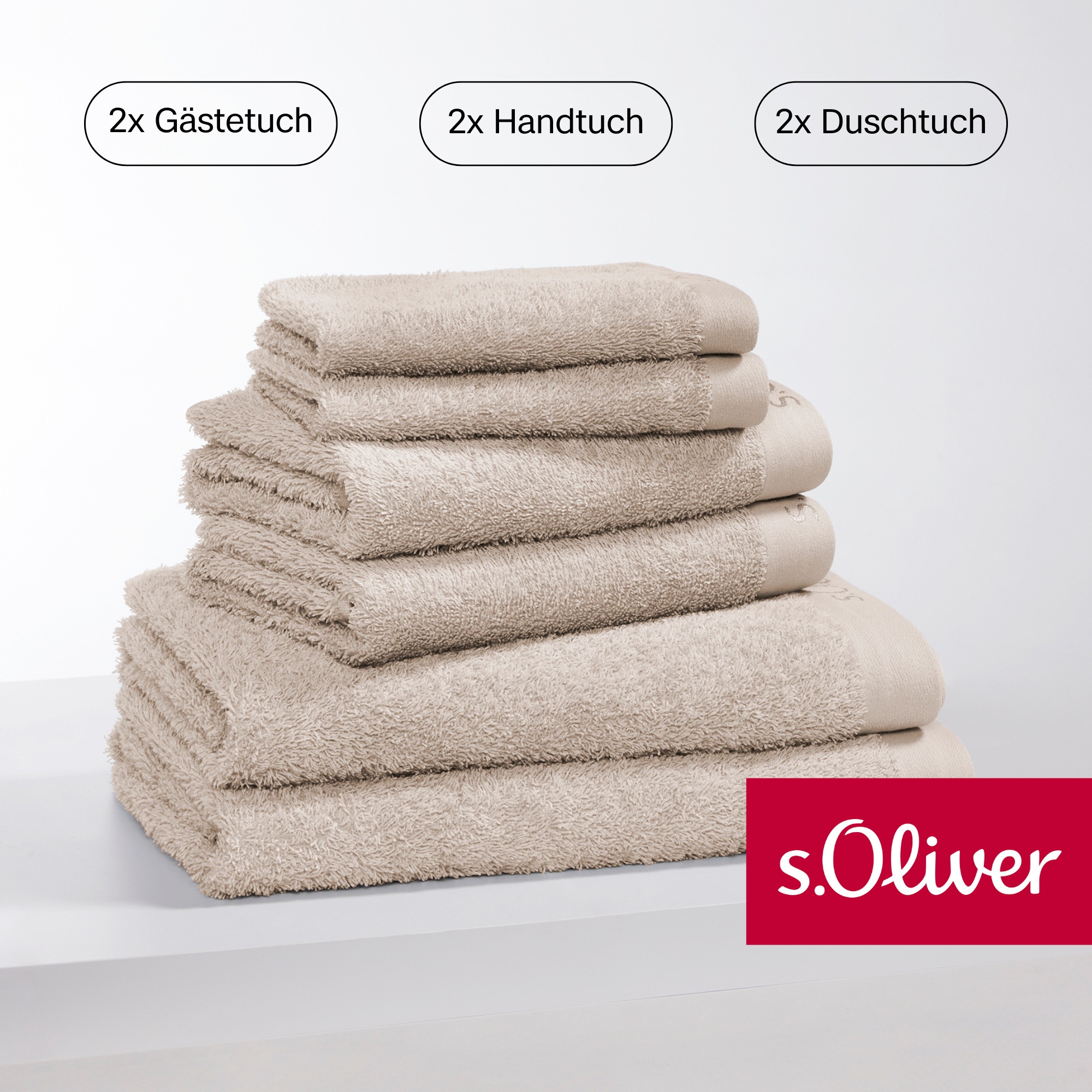 s.Oliver Handtuch Set "s. Oliver, besonders weich und saugfähig,", (Set, 6 St., 2 Gästetücher 30x50 cm-2 Handtücher 50x1