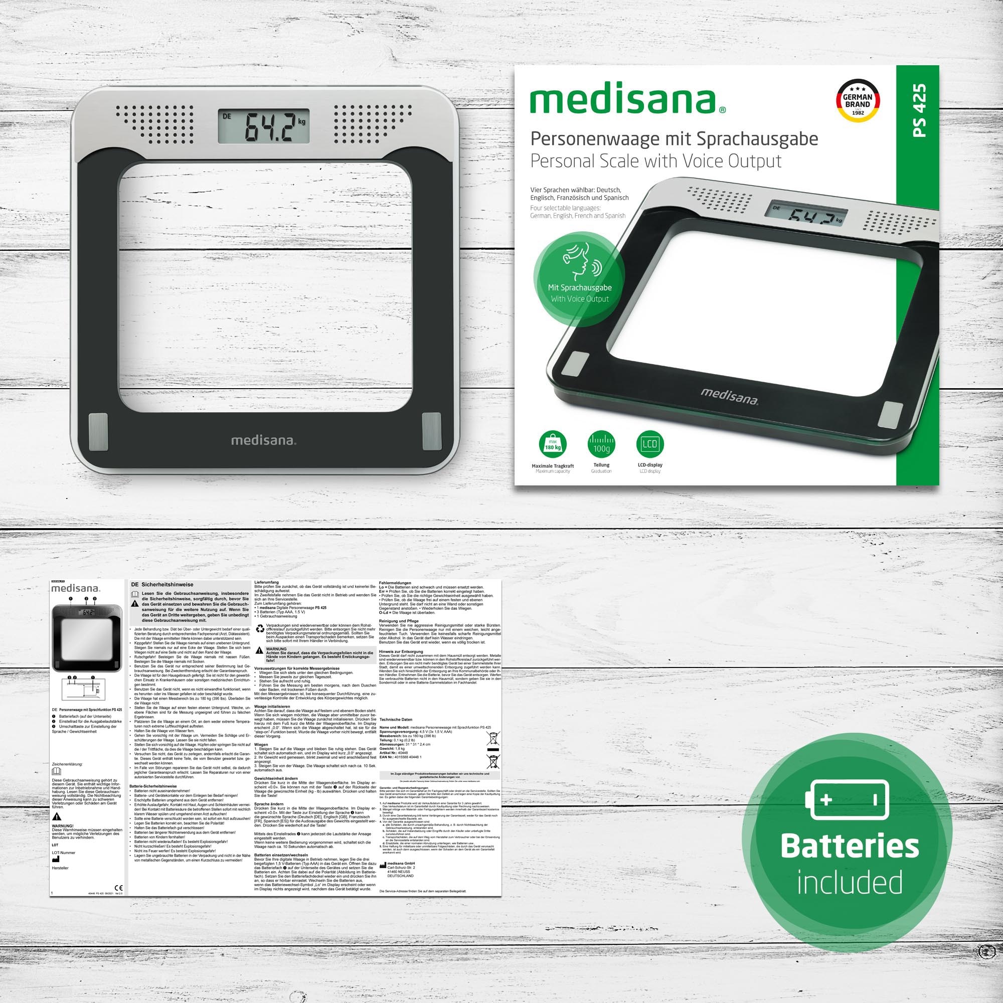 Medisana Personenwaage »PS 425«, mit Sprachfunktion
