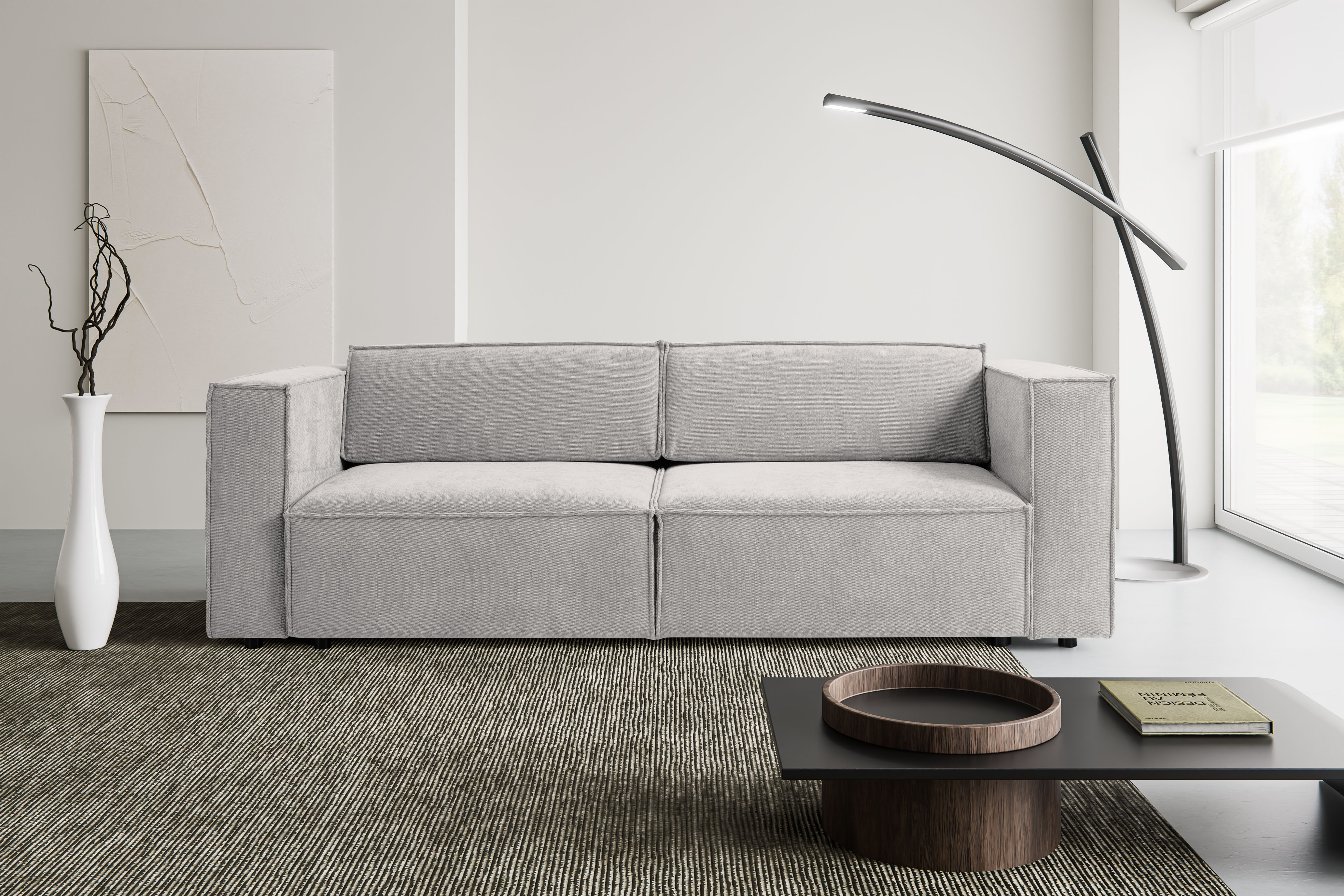 WERK2 Schlafsofa "Kansas Breite 252 cm, modern & bequem, viel Platz, kubisches Design" Struktur, Bettkasten