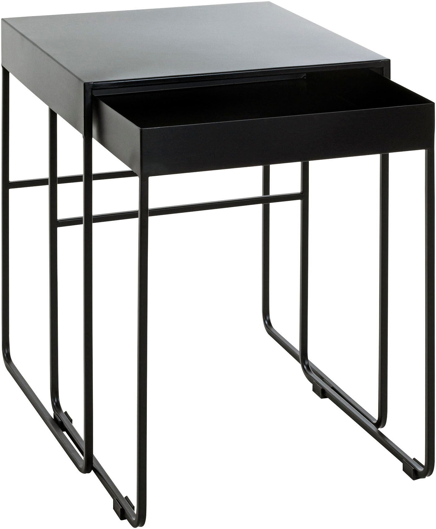 HAKU Beistelltisch »Sofatisch, Wohnzimmertisch« Set, 2er Set, 2 Stk. tlg. rechteckig - aus Metall Schwarz B/T/H 39/39/51 und 42/42/54 cm