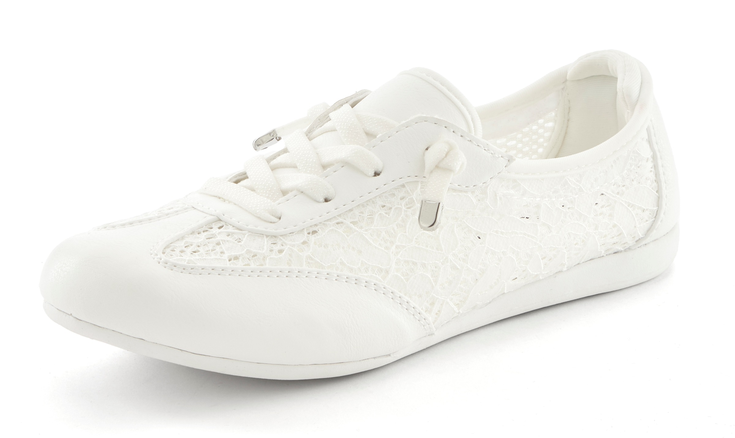 Sneaker LASCANA "Freizeitschuh, Halbschuh, Slip-On-Sneaker", Damen, Gr. 42, weiß, Obermaterial: 60% Textilmaterial, 40% Lederimitat. Decksohle: 100% Textilmaterial. Futter: 100% Textilmaterial. Laufsohle: 100% Synthetik, leicht transparent, unifarben, Bas 2