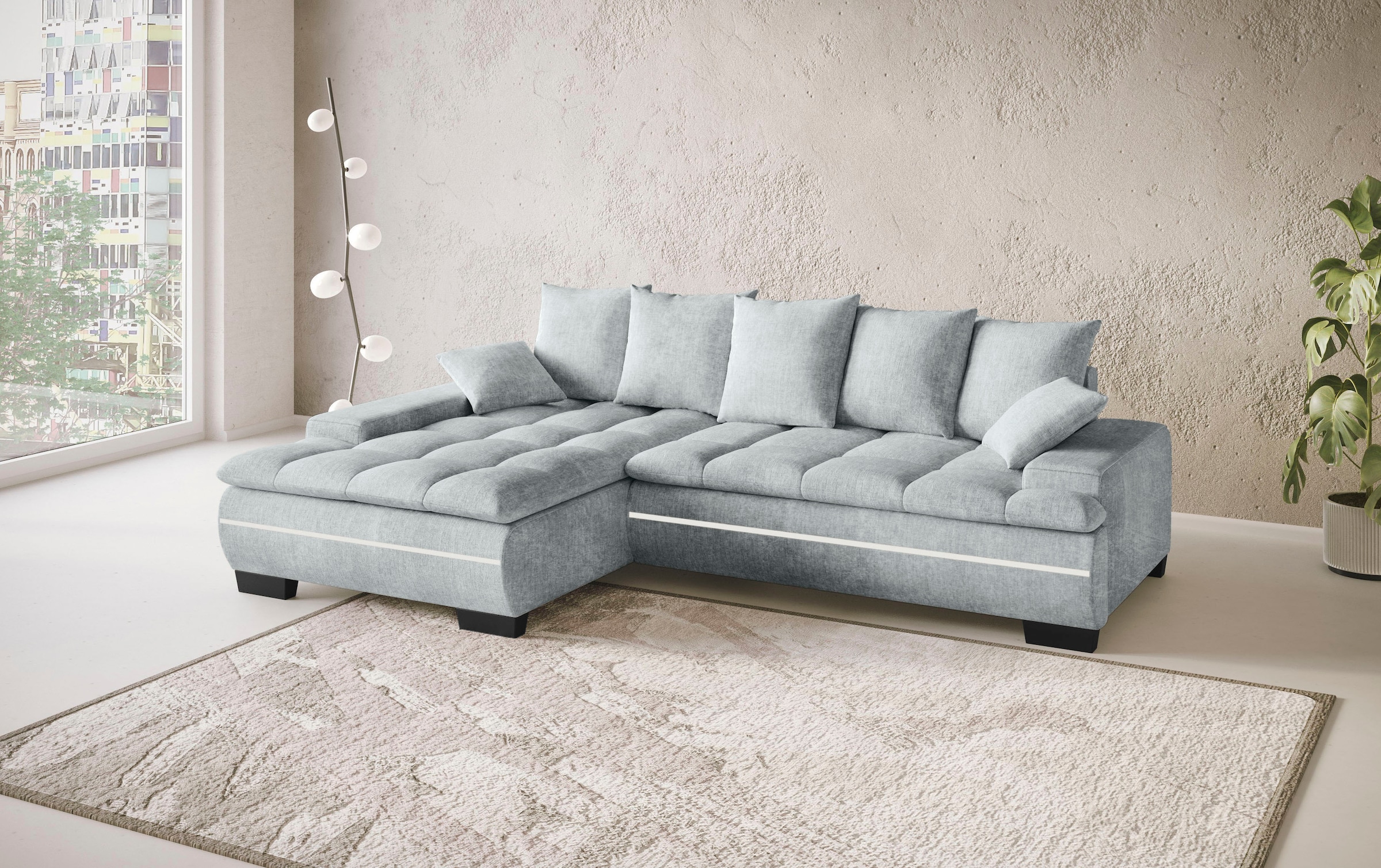 Mr. Couch Ecksofa »Haiti II, L-Form«, RGB-LED Beleuchtung, Kaltschaum, wahlweise mit Bett, Bettkasten