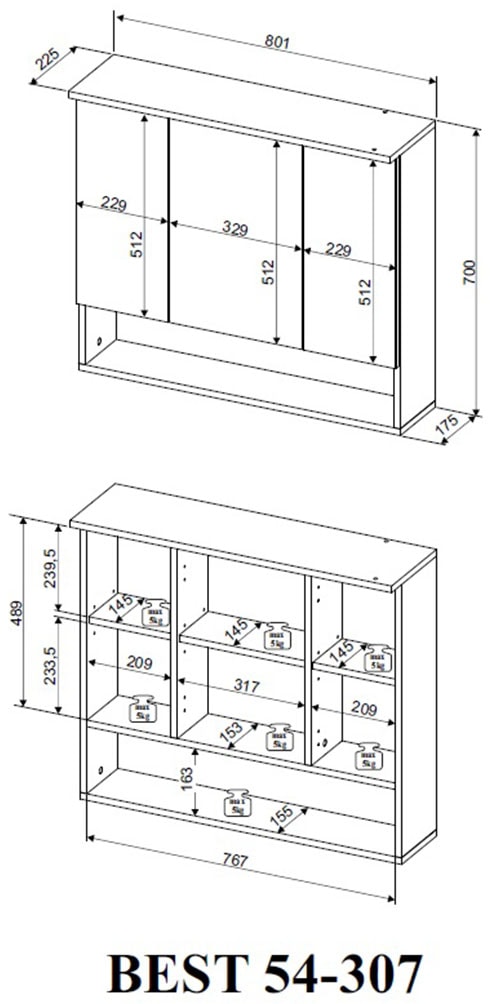 BASIC by Balculina Spiegelschrank »Best80 Spiegelschrank, Badezimmerschrank BxHxT 80x70x23 cm«, (1 St.), Breite 80 cm, LED-Beleuchtung, Softclose