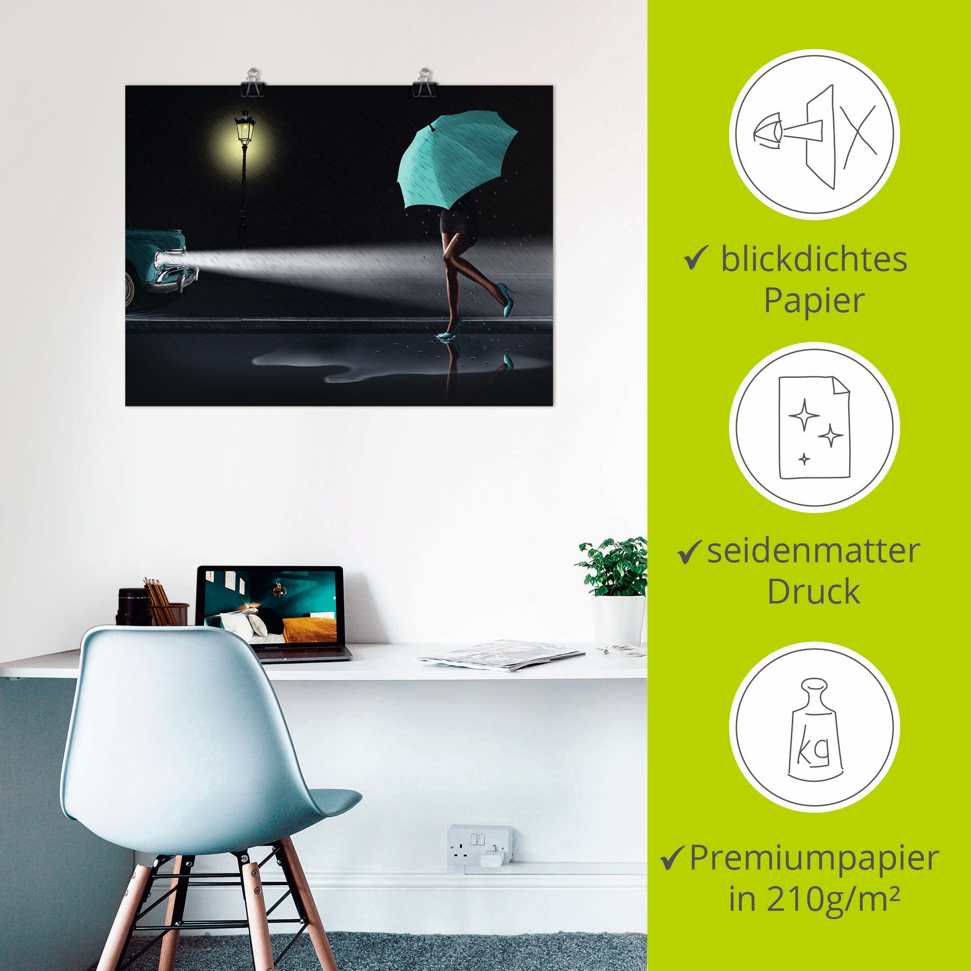 Artland Wandbild »Verregneter Tag 2« Frau 1 Stk. tlg. als Leinwandbild, Poster in verschied. Größen