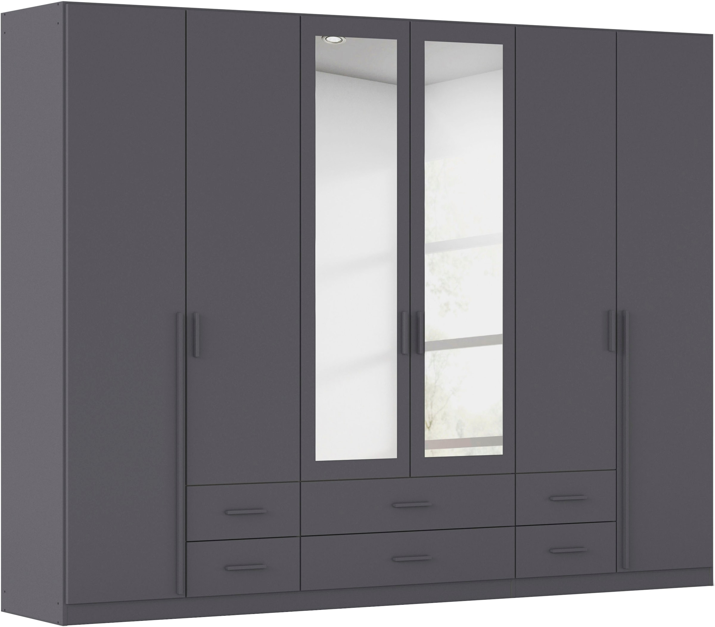 rauch Kleiderschrank "Schrank Garderobe Ankleide GAMMA Breiten 91/136/181/226/271/315/360 cm" in 3 Ausstattungen BASIC/CLASSIC/PREMIUM (inkl. SOFT-CLOSE-Funktion), verschiedene Griff-Varianten, mit Spiegel TOPSELLER MADE IN GERMANY