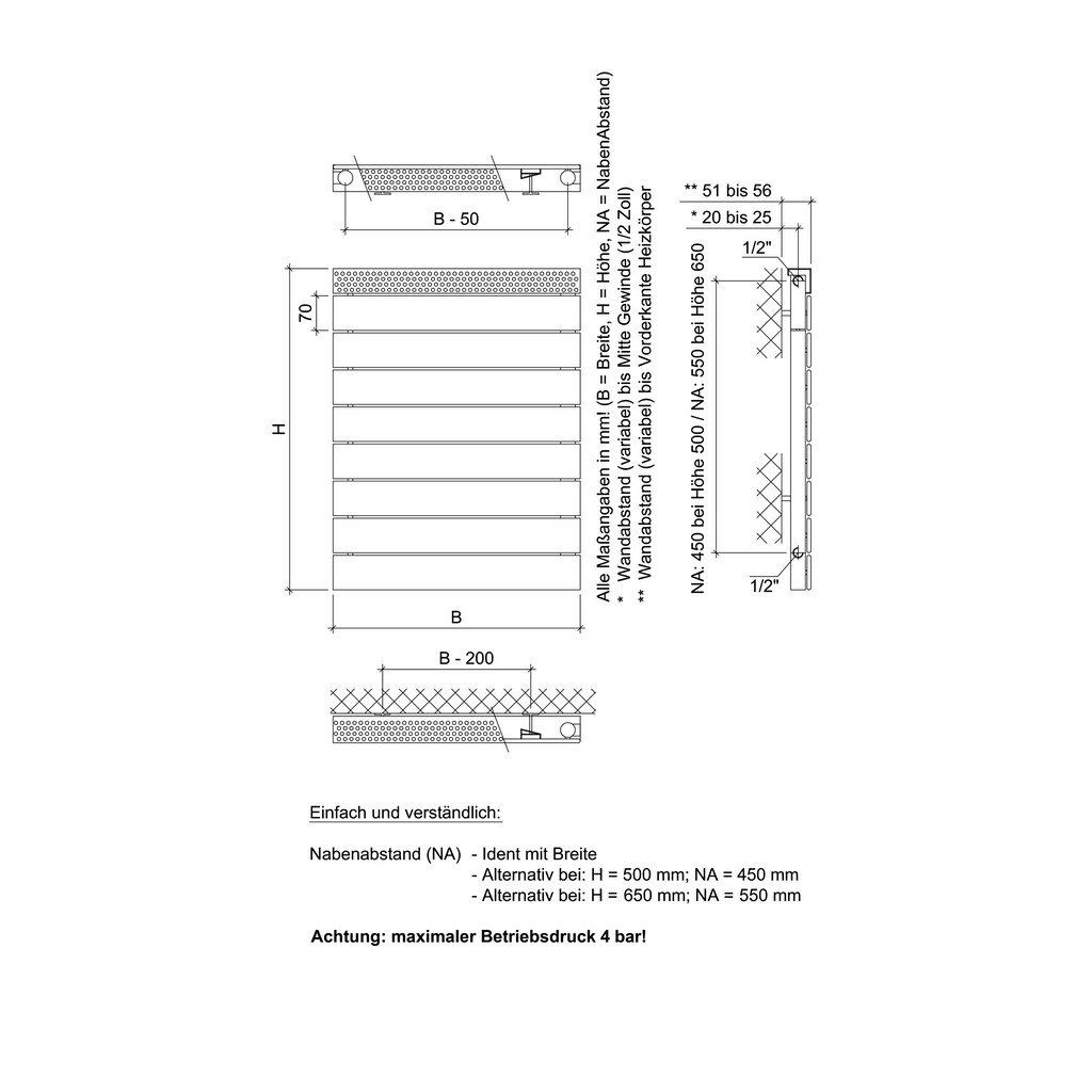 Ximax Badheizkörper »Pep 650 mm x 500 mm«