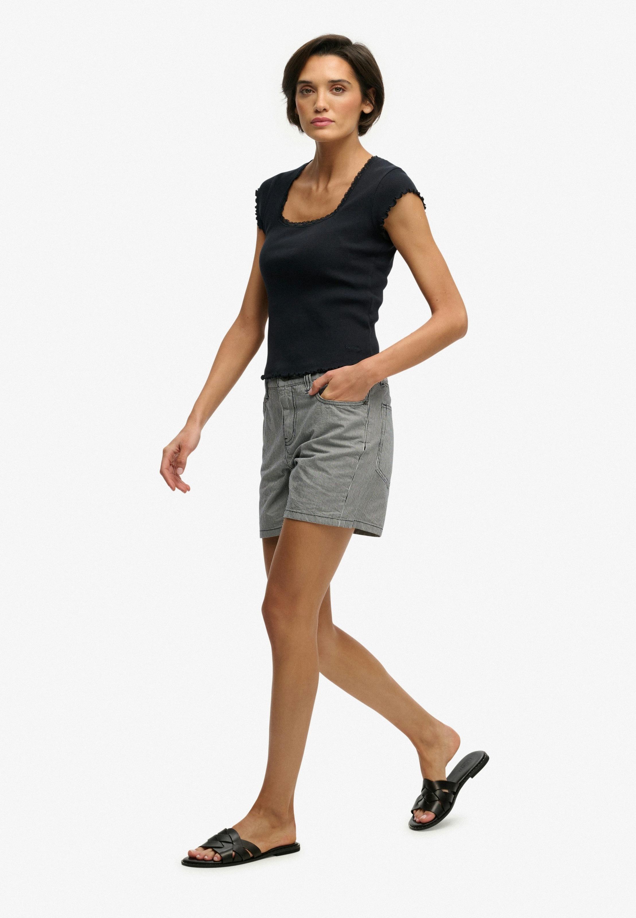 Superdry Jeanshotpants »MID RISE STRIPE SHORT«