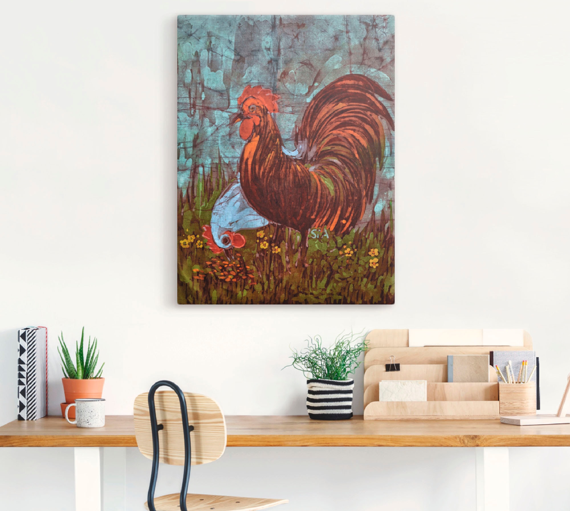 Artland Leinwandbild »Zweisam - Hahn und Henne«, Vögel, (1 St.), auf Keilrahmen gespannt
