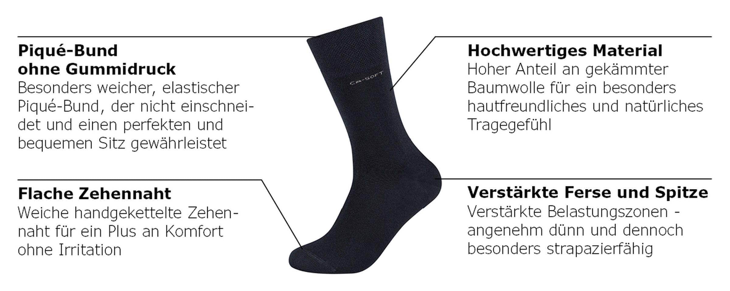 Camano Socken »ca-soft« mit verstärktem Fersen- und Zehenbereich