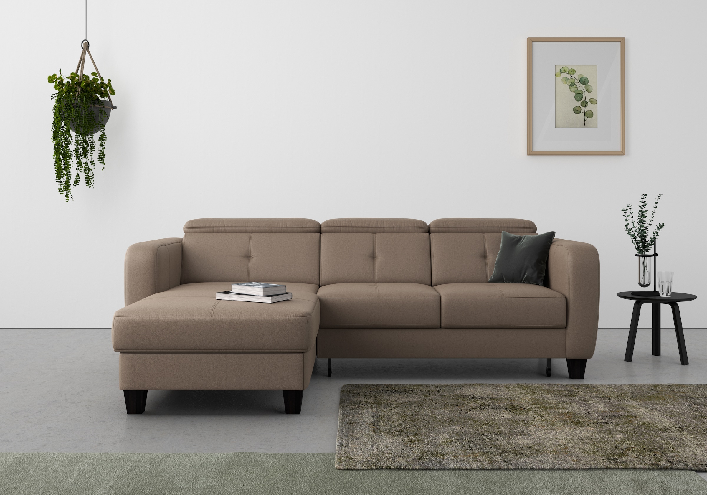 sit&more Ecksofa "Belluci L-Form" inklusive Federkern, wahlweise mit Schlaffunktion und Bettkasten