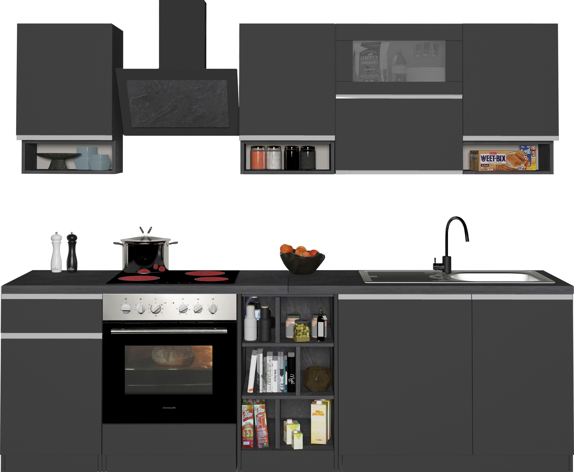 KOCHSTATION Küchenzeile »KS-Sole«, Breite 256 cm, mit Geschirr-Abtropfschrank, ohne E-Geräte
