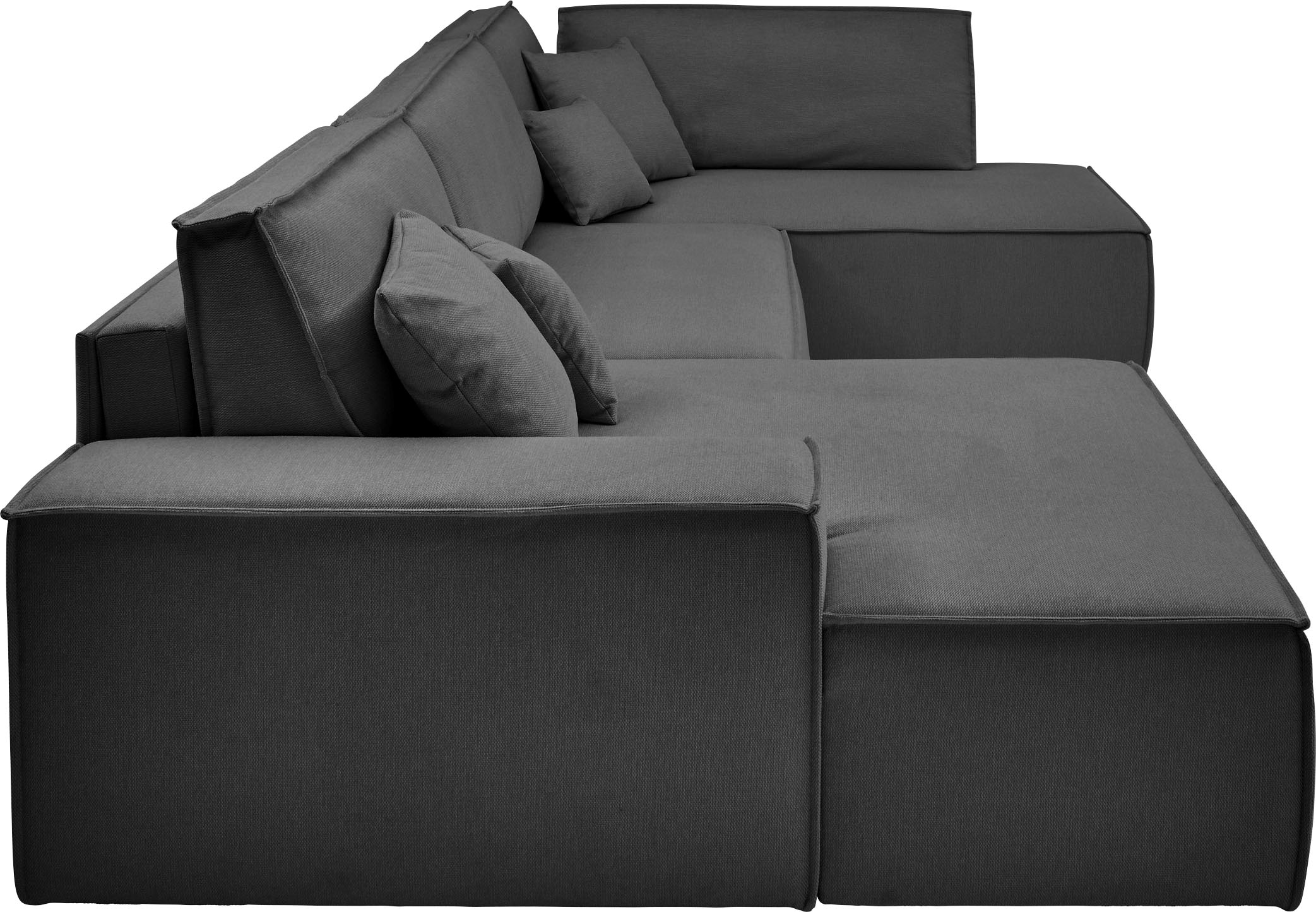 andas Wohnlandschaft »FINNLEY U-Form XXL 329 cm, Schlafsofa, Schlaffunktion m. Bettkasten«, (194/139 cm), Bouclé, Struktur und Cord