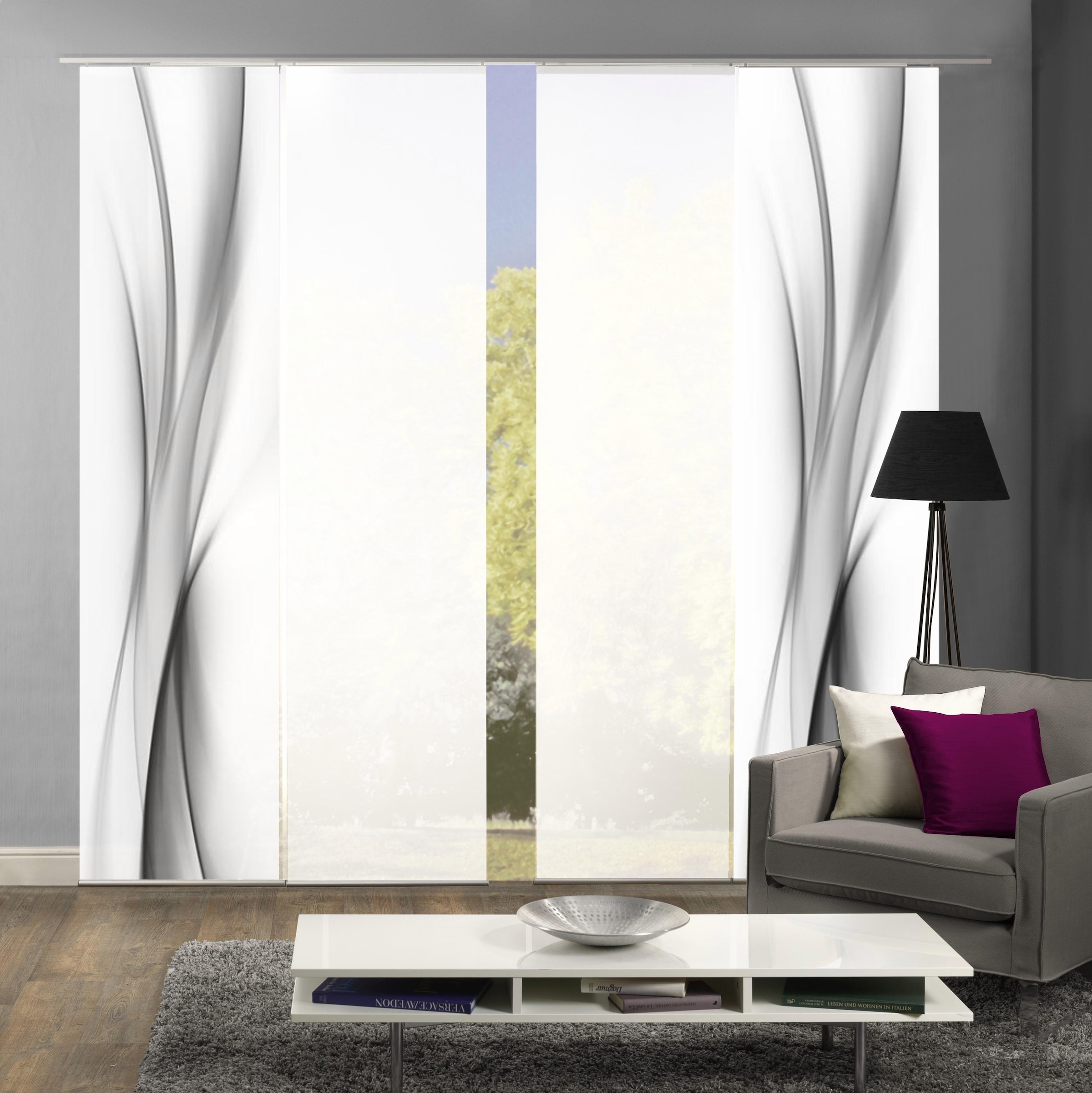 HOME WOHNIDEEN Schiebegardine "UFA" Klettband 4 Stk. tlg. HxB: 245x60, inkl günstig online kaufen