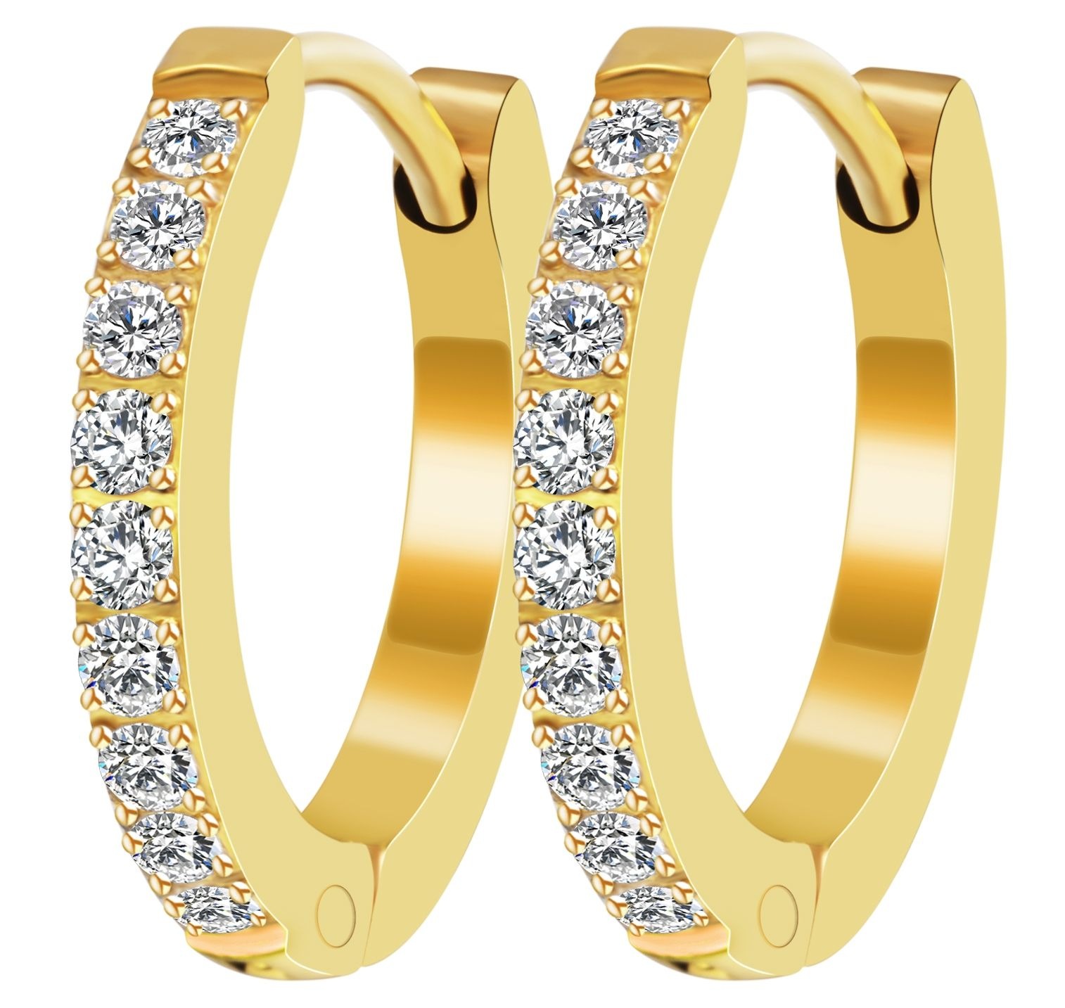 Klappcreolen ADELIA´S "Damen Ohrringe – Klappcreole aus Edelstahl mit Strass Steinchen", Damen, Gr. Damen, Edelstahl, gold, Ohrringe Klappcreolen, Zum Verschenken an Menschen, die Ihnen am Herzen liegen 2