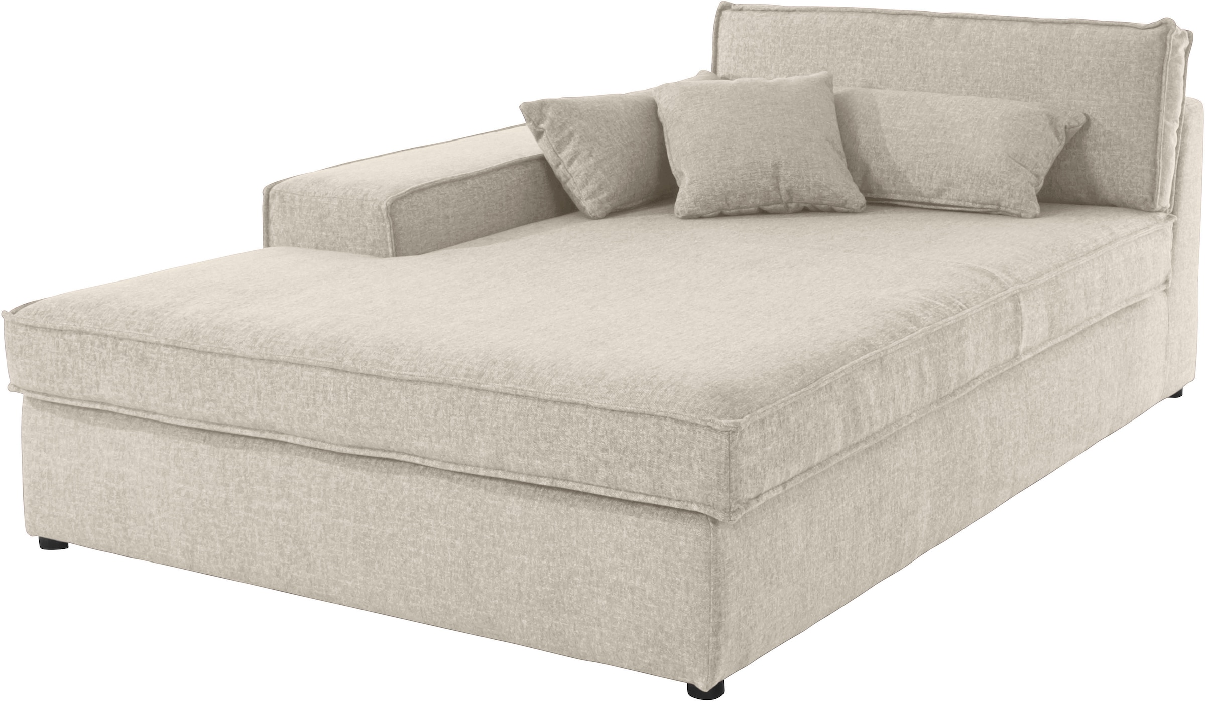 Ottomane OTTO HOME "Enid", beige, B:130cm H:75cm, Baumwollmix (60% Baumwolle/40% Leinen);Struktur fein (100% Polyester);Samtoptik (100% Polyester);Samtvelours (100% Polyester);Struktur (100% Polyester);Struktur recycelt (100% recyceltes Polyester), Sofas,