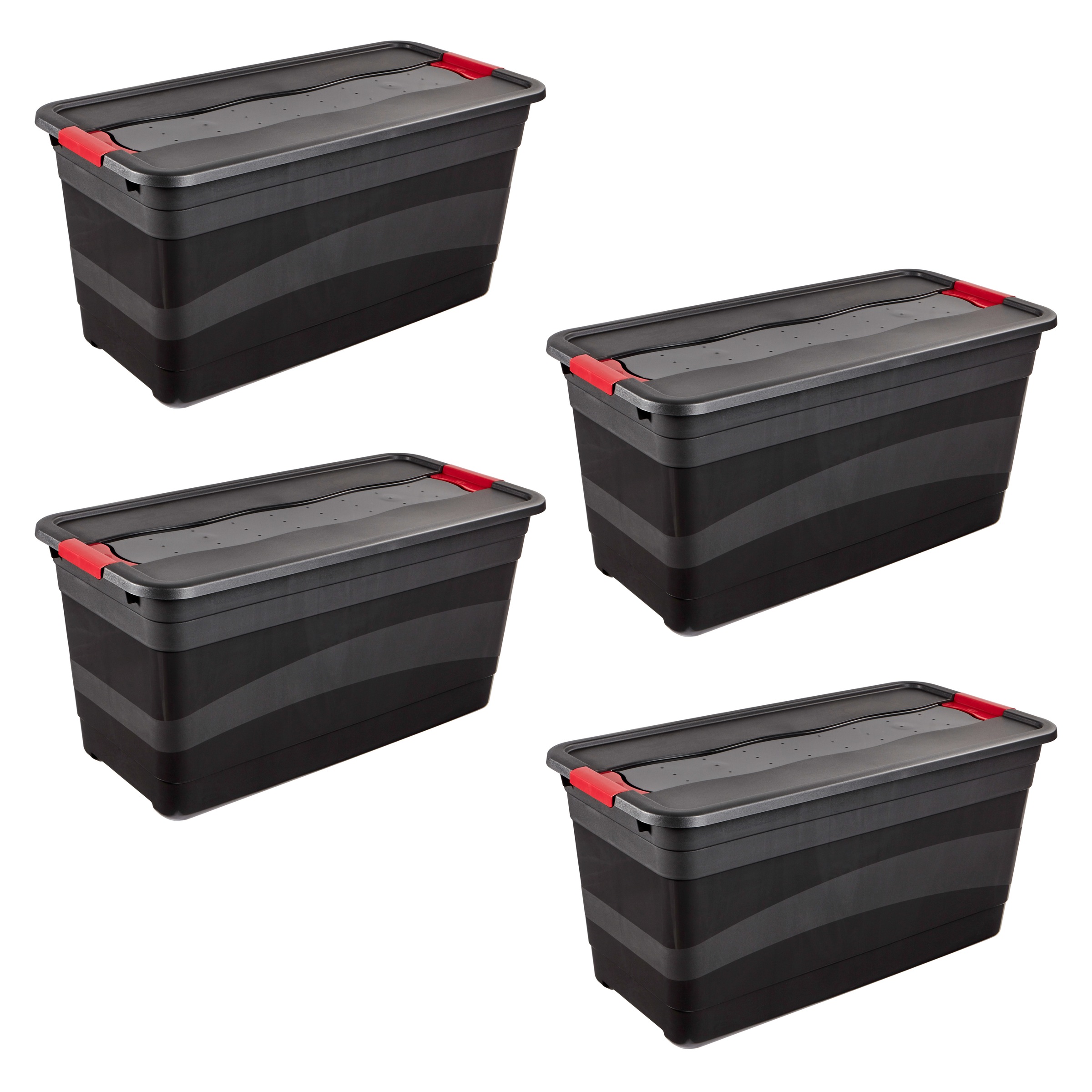 keeeper Transportbehälter "eckhart, 4er Set Transporbox, 83 L, 79,5 x 39,5 x 40 cm" 39,5 cm breit 40 cm hoch 79,5 cm lang Set, 4 Stk. tlg. seitl. Clips, Griffe am Boden, stoßfeste Seitenwände, robuster Deckel