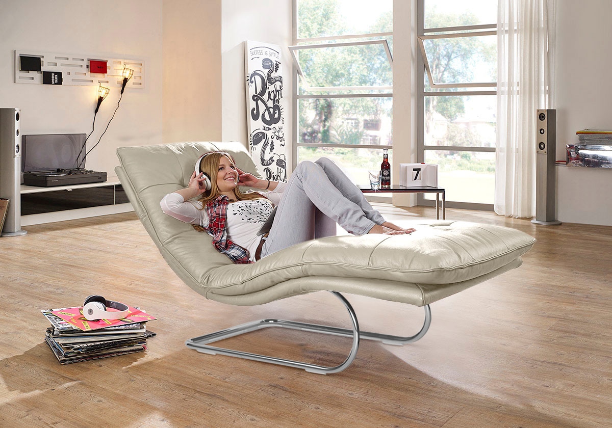 W.SCHILLIG Relaxliege "daily dreams" in Waffelkissen-Optik, wahlweise mit Motor, Freischwingergestell