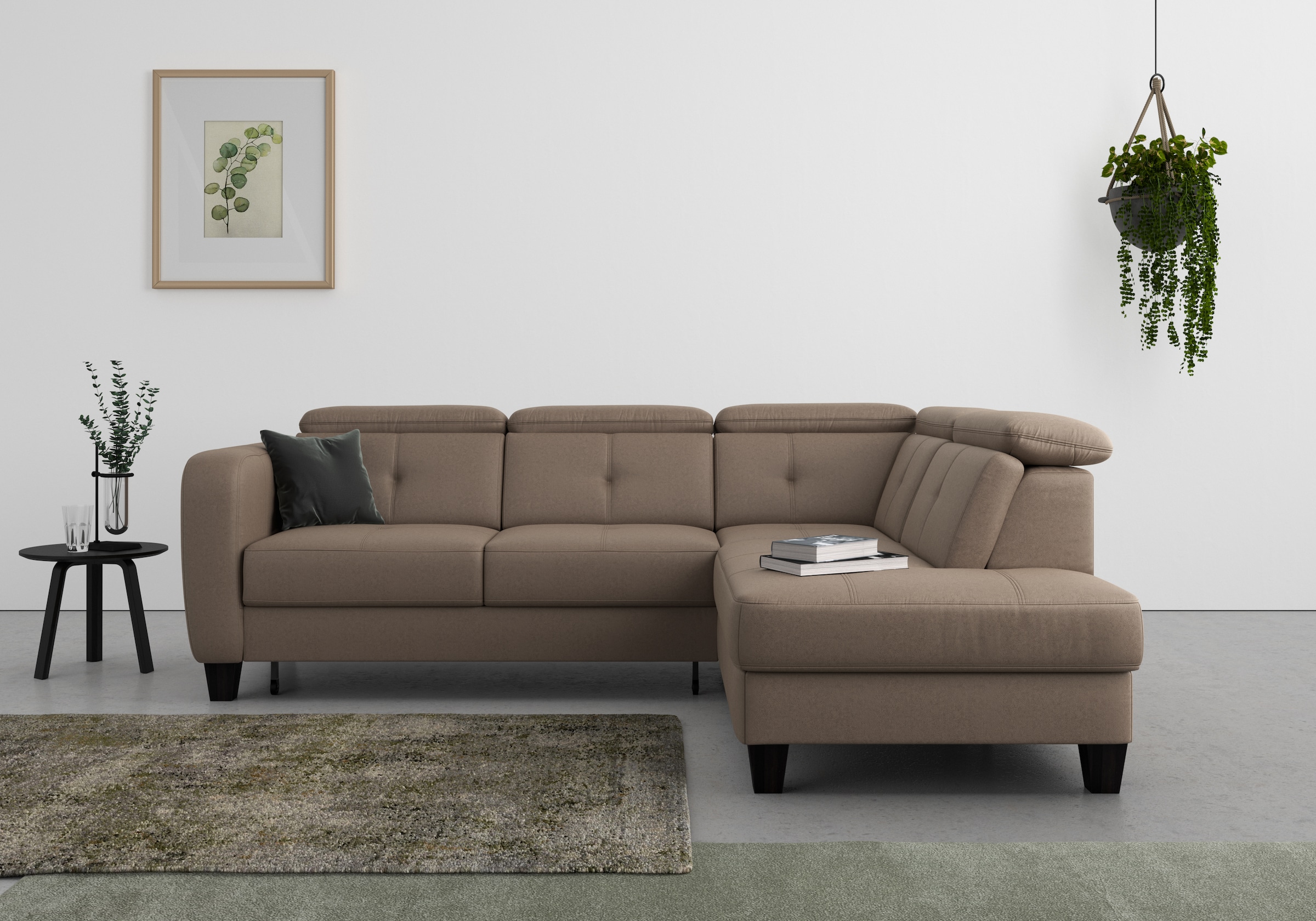 sit&more Ecksofa "Belluci L-Form" inklusive Federkern, wahlweise mit Schlaffunktion und Bettkasten