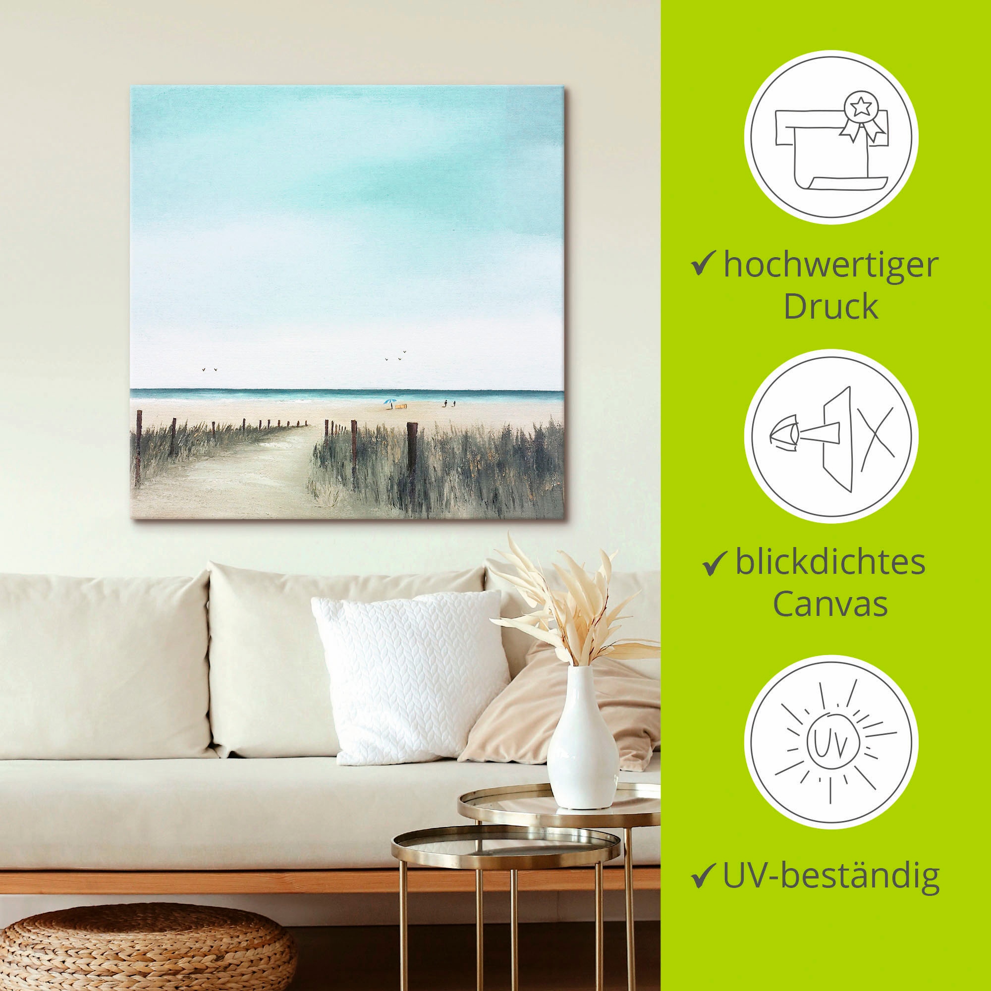 Artland Wandbild »Sonniger Morgen II«, Strand, (1 St.), als Leinwandbild, Poster in verschied. Größen
