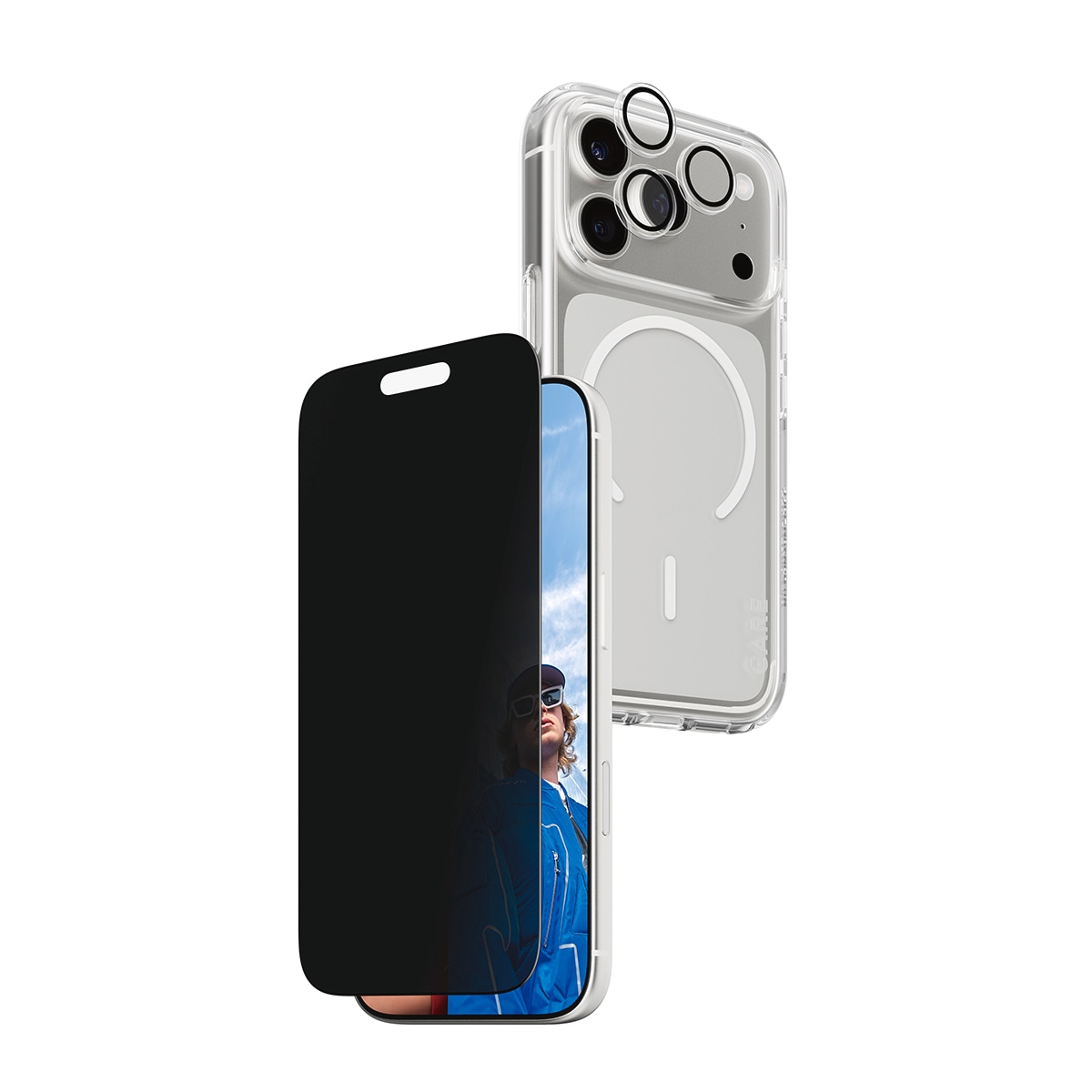 CARE by PanzerGlass Handyhülle »3-in-1 Flagship Privacy Bundle Apple iPhone 17 Pro« Apple iPhone 17 Pro Backcover, Schutzhülle, Handyschutzhülle, Case, Schutzcase, stoßfest