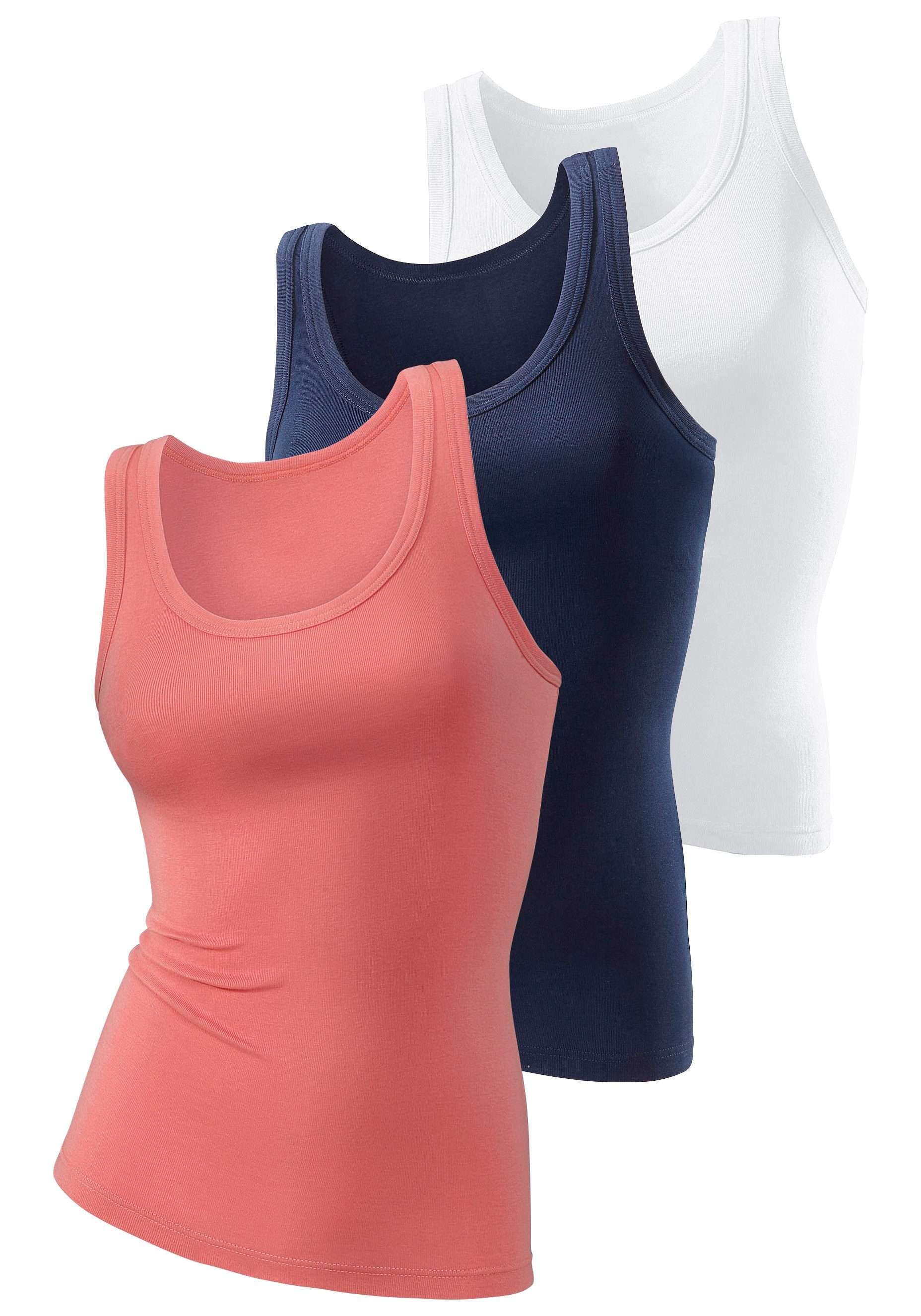 H.I.S Tanktop 3er-Pack, aus luftiger Rippqualität aus Baumwolle