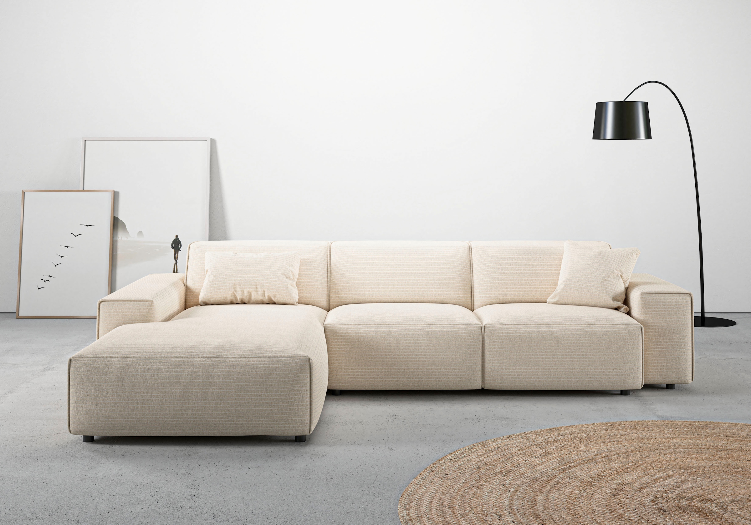 Home affaire Ecksofa "Glimminge auch in Breitcord, Feincord, Bouclé + Easy care-Bezug" L-Form, Breite 294, Zierkissen