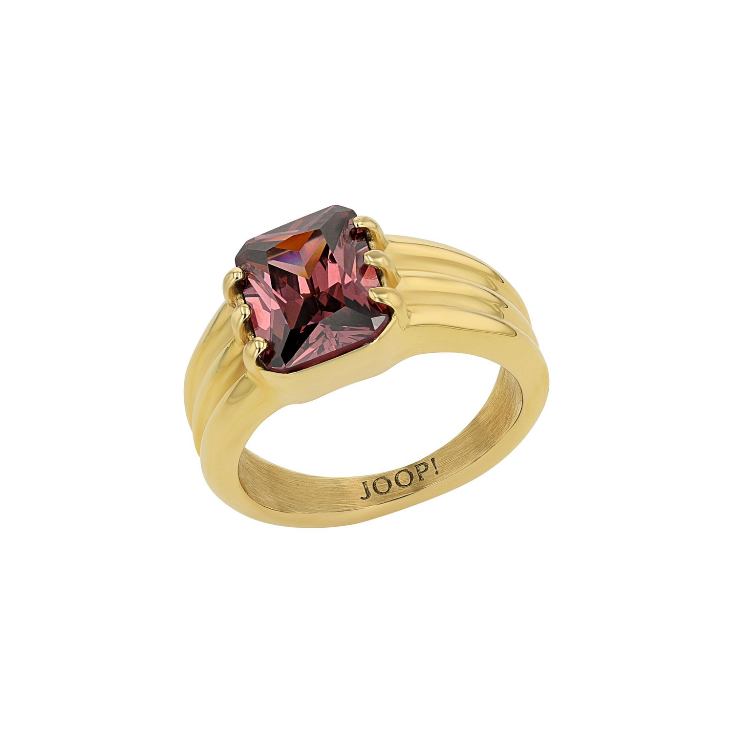 Joop! Fingerring JOOP "Schmuck, Geschenk" Gr. 58, gelbgoldfarben, lila, Fingerringe, Damen, 58, Edelstahl, 3mm, Fingerring, mit Zirkonia (synth.)
