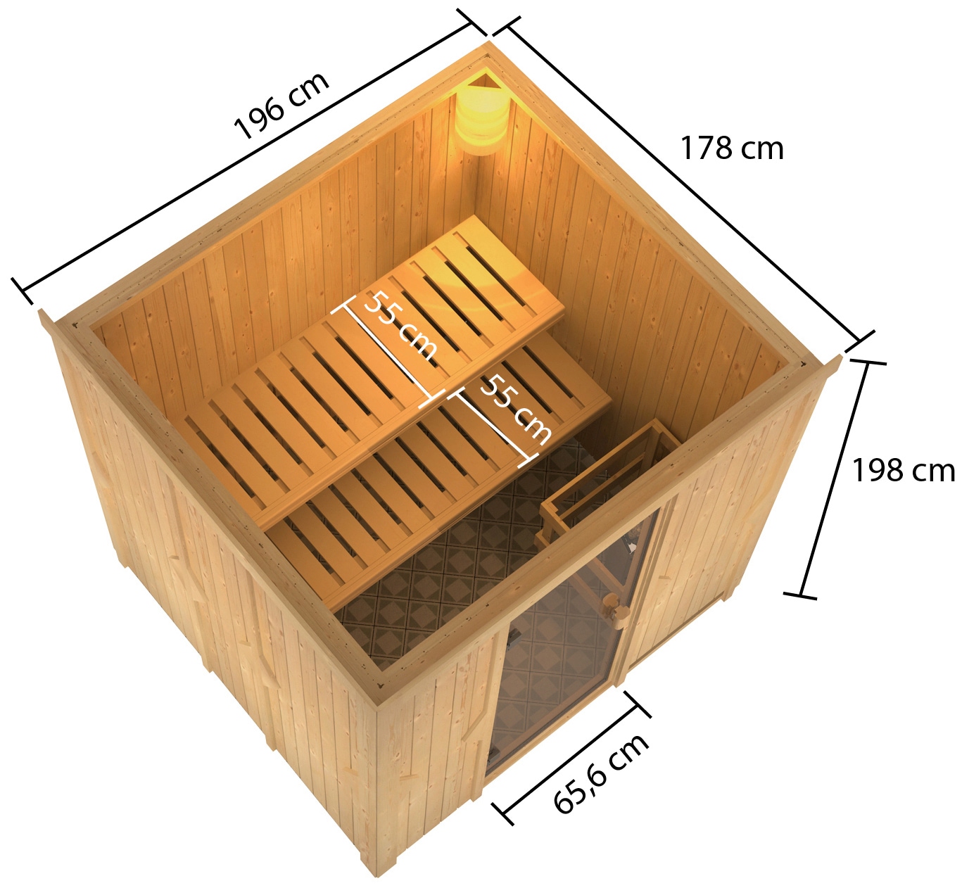 welltime Sauna »Gelsa«, 4,5-kW-Ofen mit ext. Steuerung