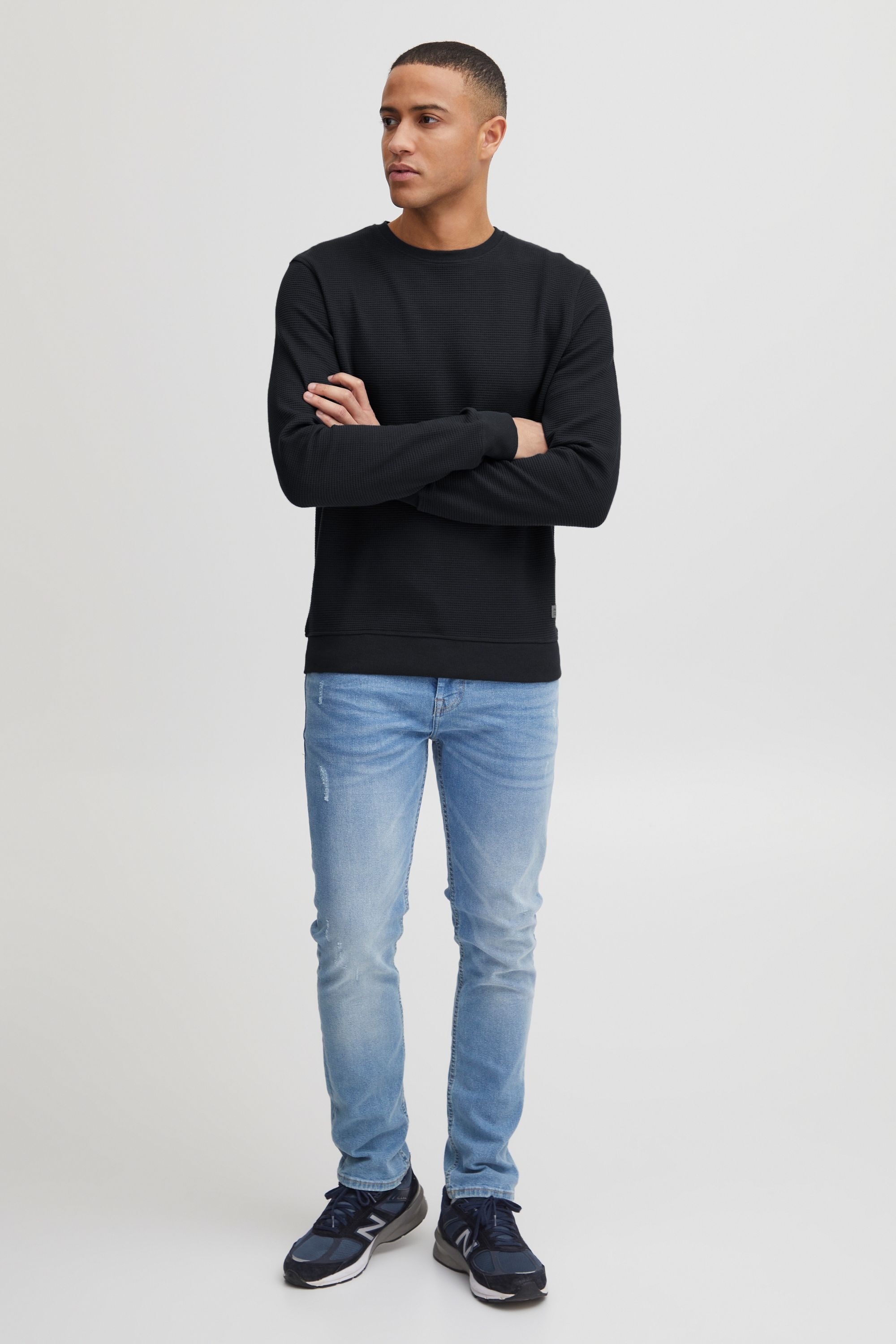 Longpullover BLEND "BHChristo", Herren, Gr. S, schwarz, Sweatware, 57% Baumwolle, 43% Polyester, regular fit normal, Rundhals, Pullover Longpullover, Klassisches Sweatshirt mit Rundhalsausschnitt 5