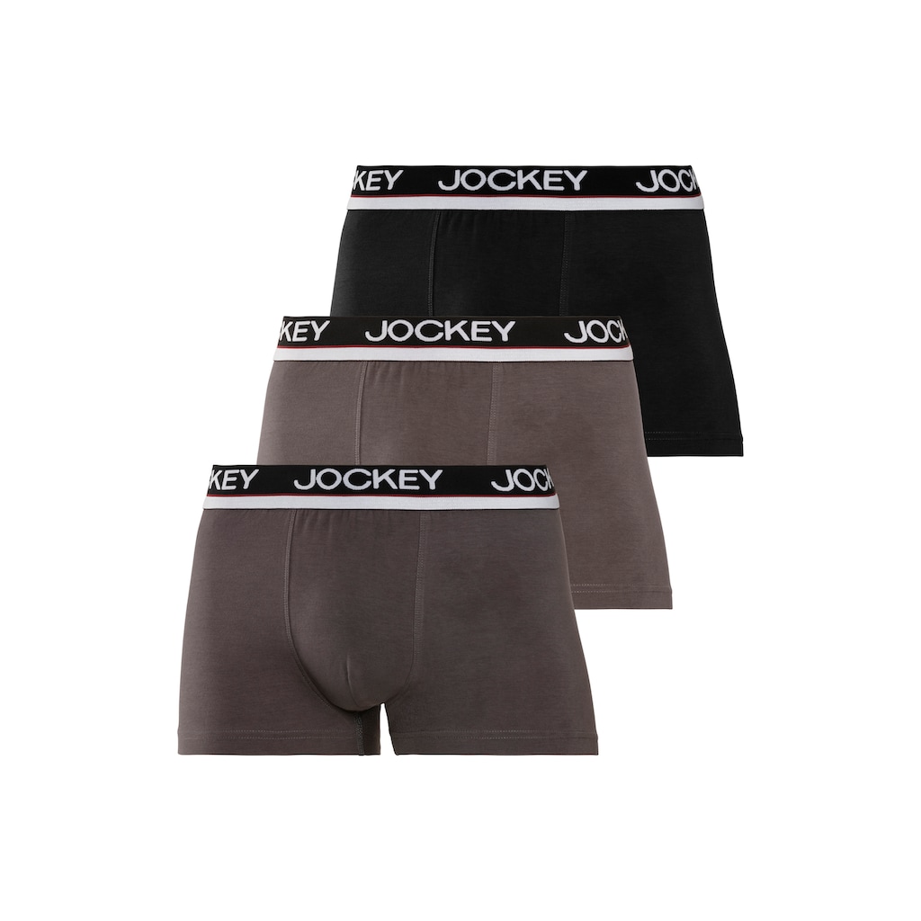 Herrenmode Herrenwäsche Jockey Boxer, (3 St.), mit Logo Webbund grau + dunkelgrau + schwarz