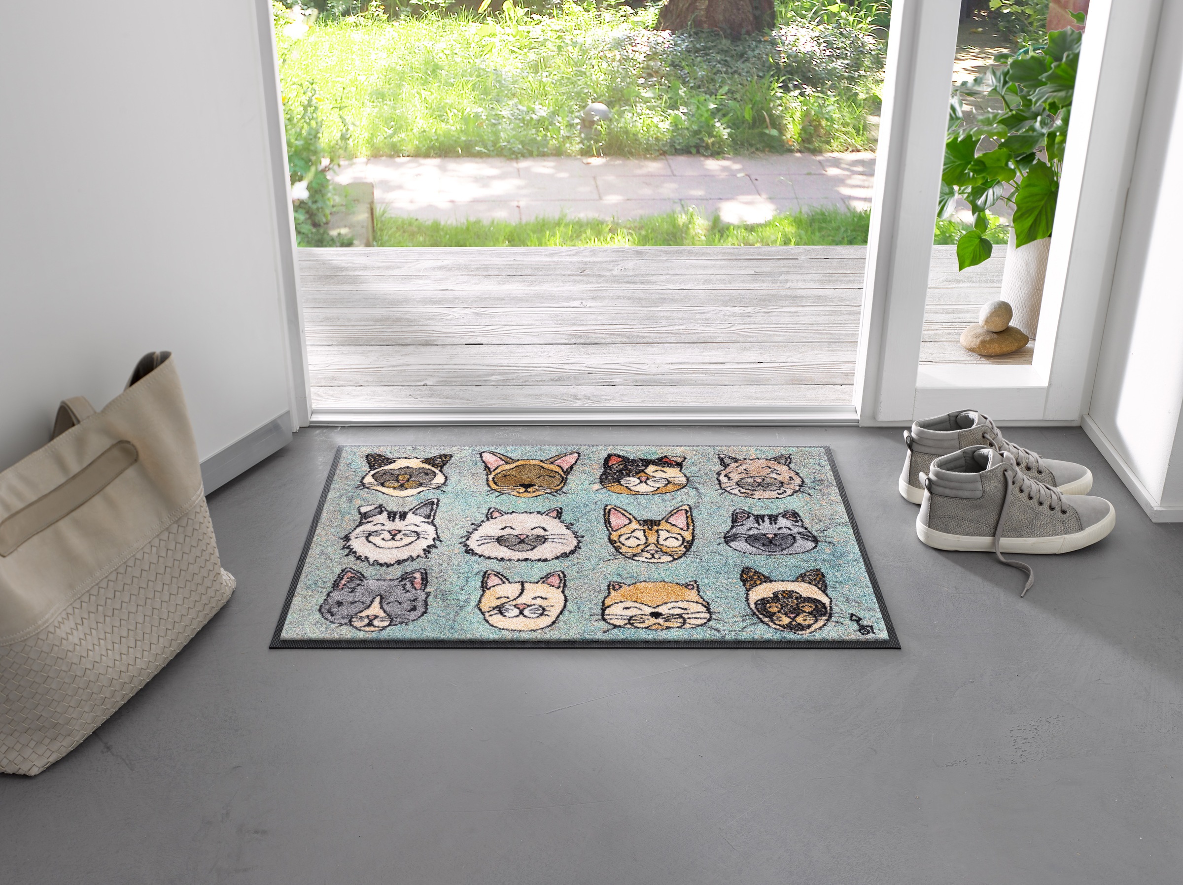 wash+dry by Kleen-Tex Fußmatte "Glückskatzen" rechteckig 7 mm Höhe günstig online kaufen