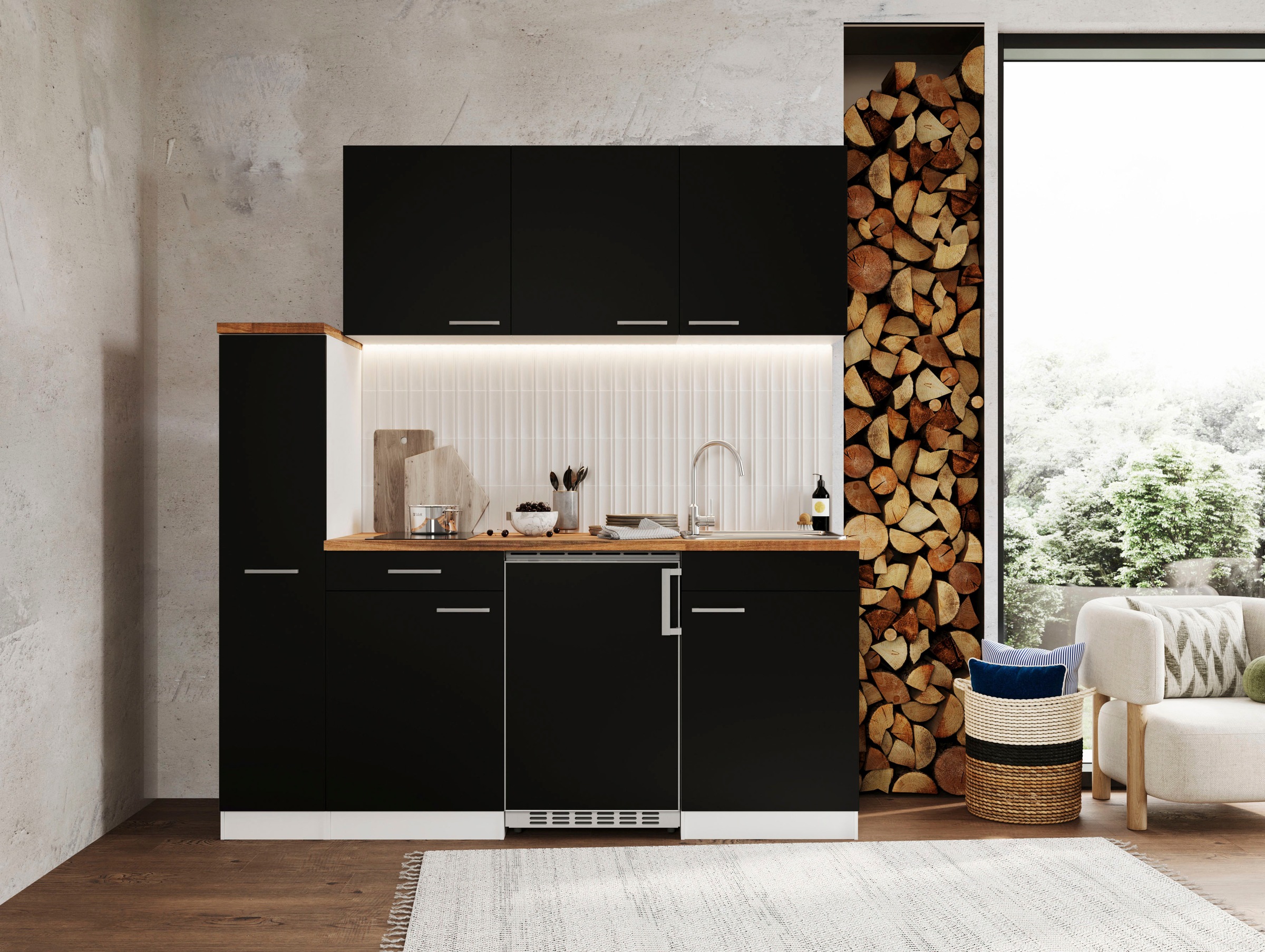 RESPEKTA Küche "Luis, mit Glaskeramikkochfeld, wahlweise mit Mikrowelle, Ko günstig online kaufen