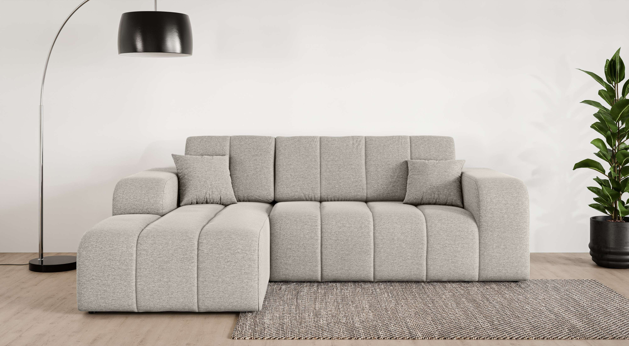 OTTO home Ecksofa "CASSY L-Form, Schlafsofa mit Bettkasten, Maße B/T/H: 245/165/88 cm" mit 2 Rückenkissen, Recamiere rechts oder links bestellbar