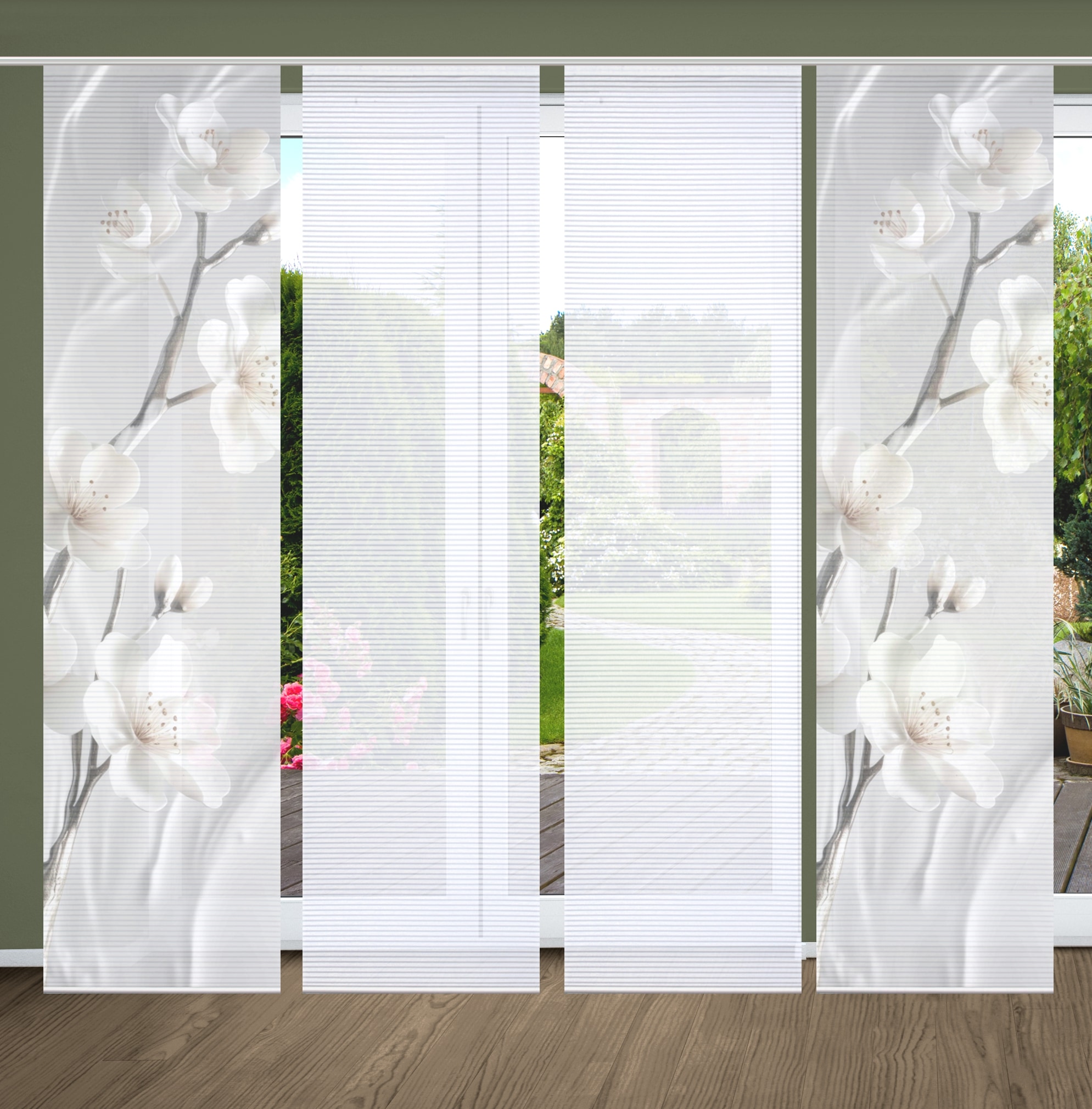 HOME in green Schiebegardine "LAIRA" Paneelwagen 4 Stk. tlg. SET DIGITALDRU günstig online kaufen