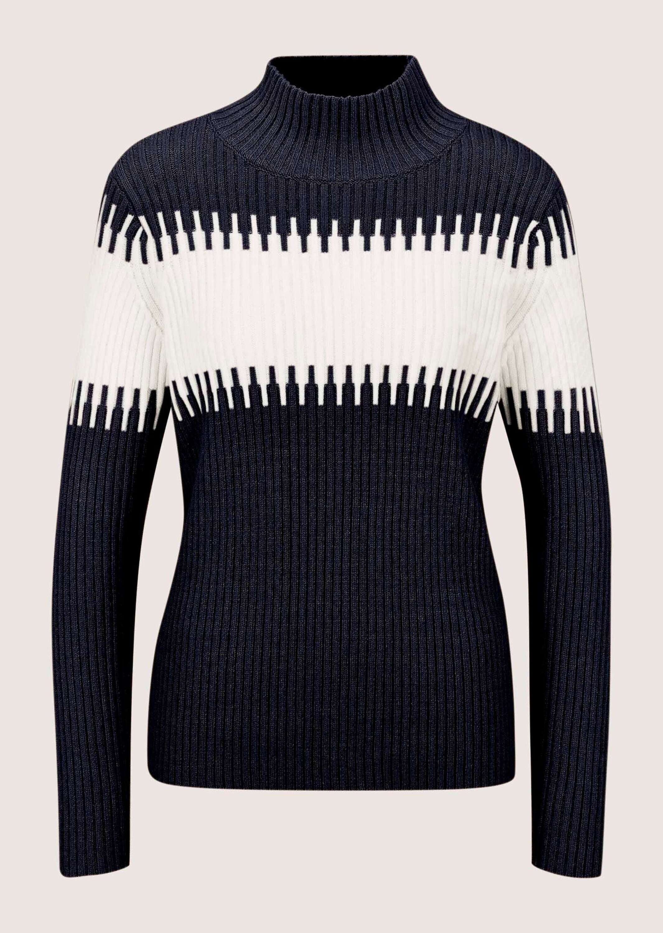 MADELEINE Longpullover "Strickpullover Stilvoller Winterpullover mit Blockstreifen" Weicher Garnmix mit Wolle